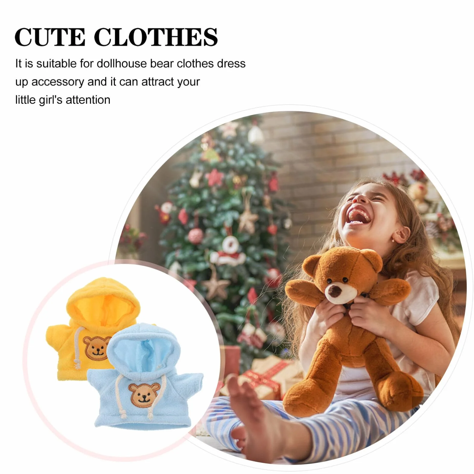 Toyvian 2 Pièces Petit Ours en Peluche Poupée Costume Animal en Peluche Tenue Fille Garçon Pull À Capuche Vêtements