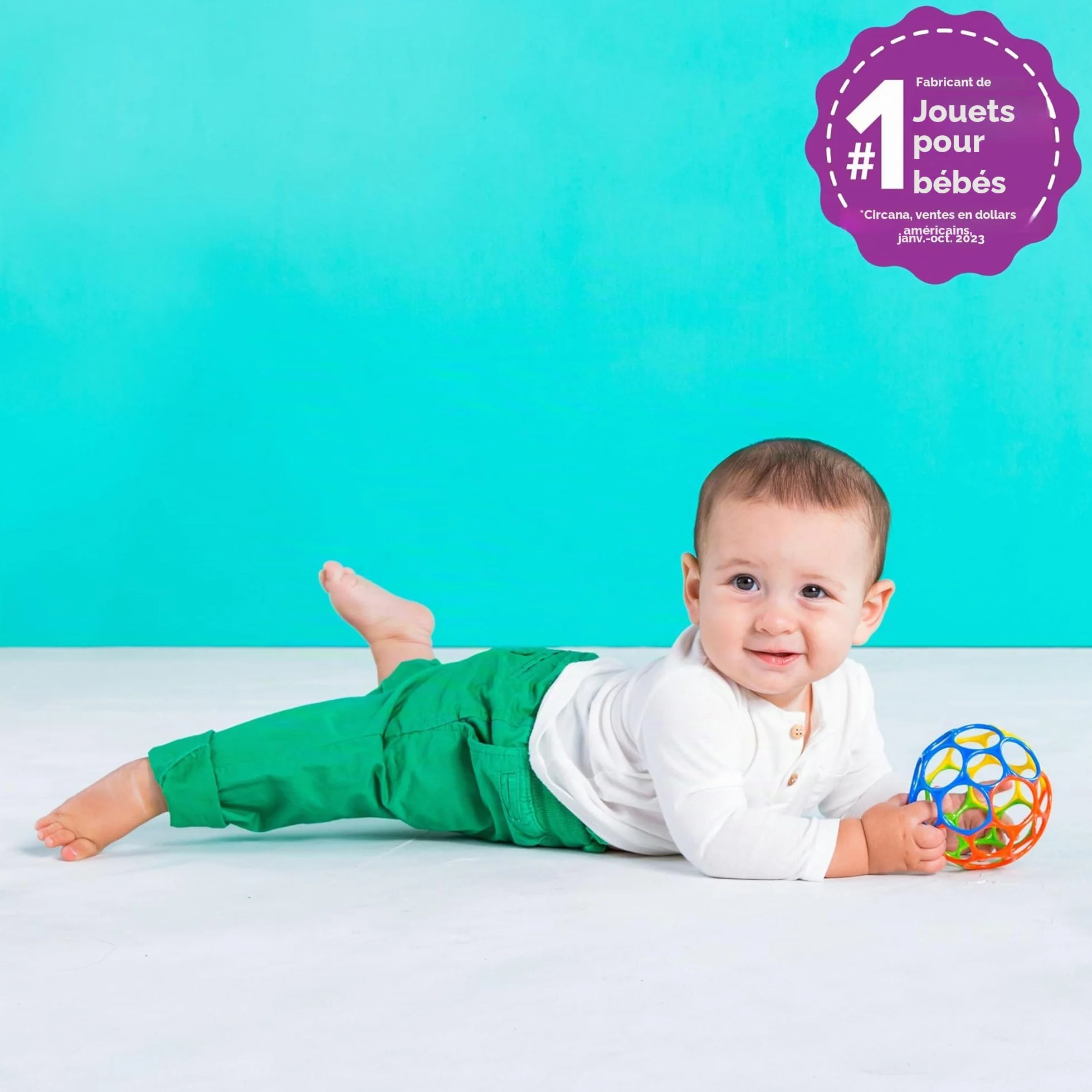 Bright Starts Oball Classic Balle Flexible Jouet d'activité sensorielle Multicolore