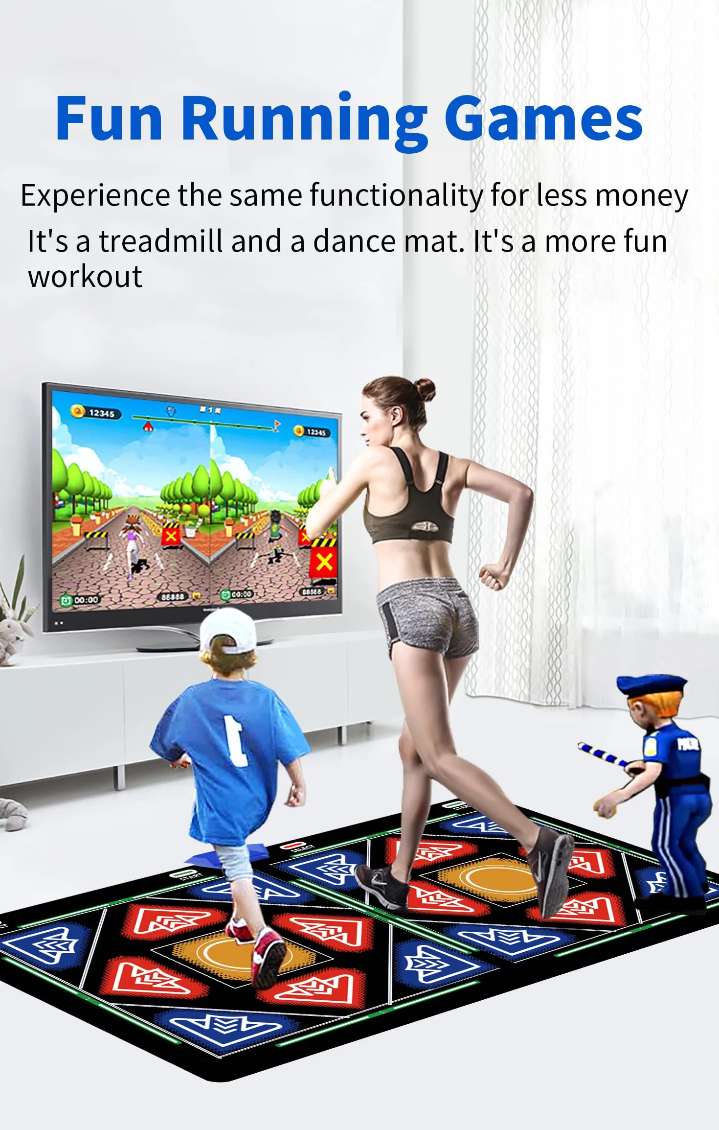 Tapis de Danse Électronique avec Caméra, 64 Go, 1030 Jeux, 81 Vidéos Musicales, 650 Chansons