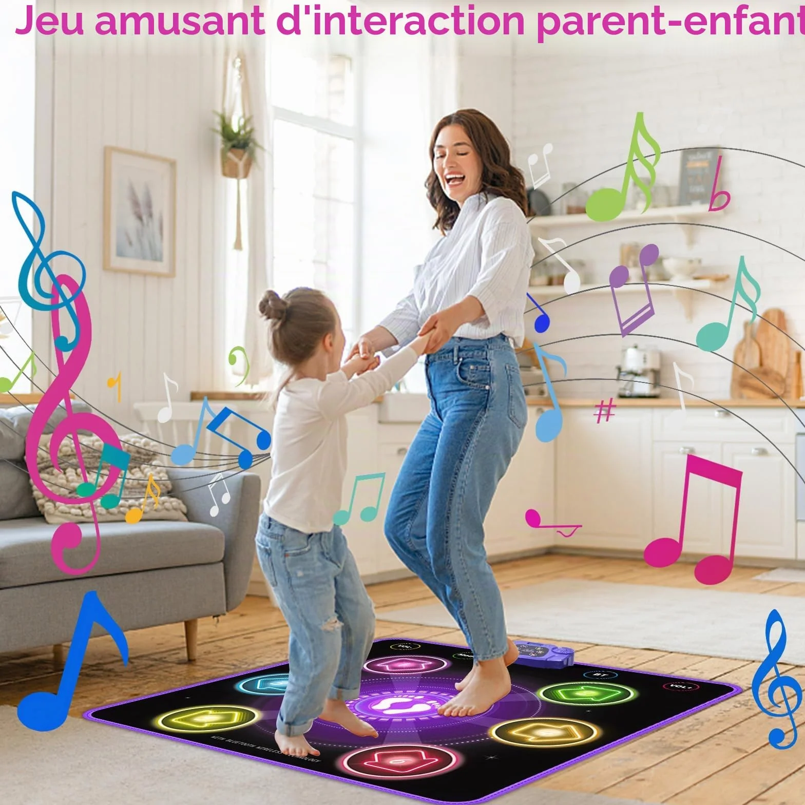 ZWOOS Tapis de Danse Fille 3-12+ Ans avec Affichage LED Bluetooth, Tapis Musical Électronique 5 Modes de Jeu