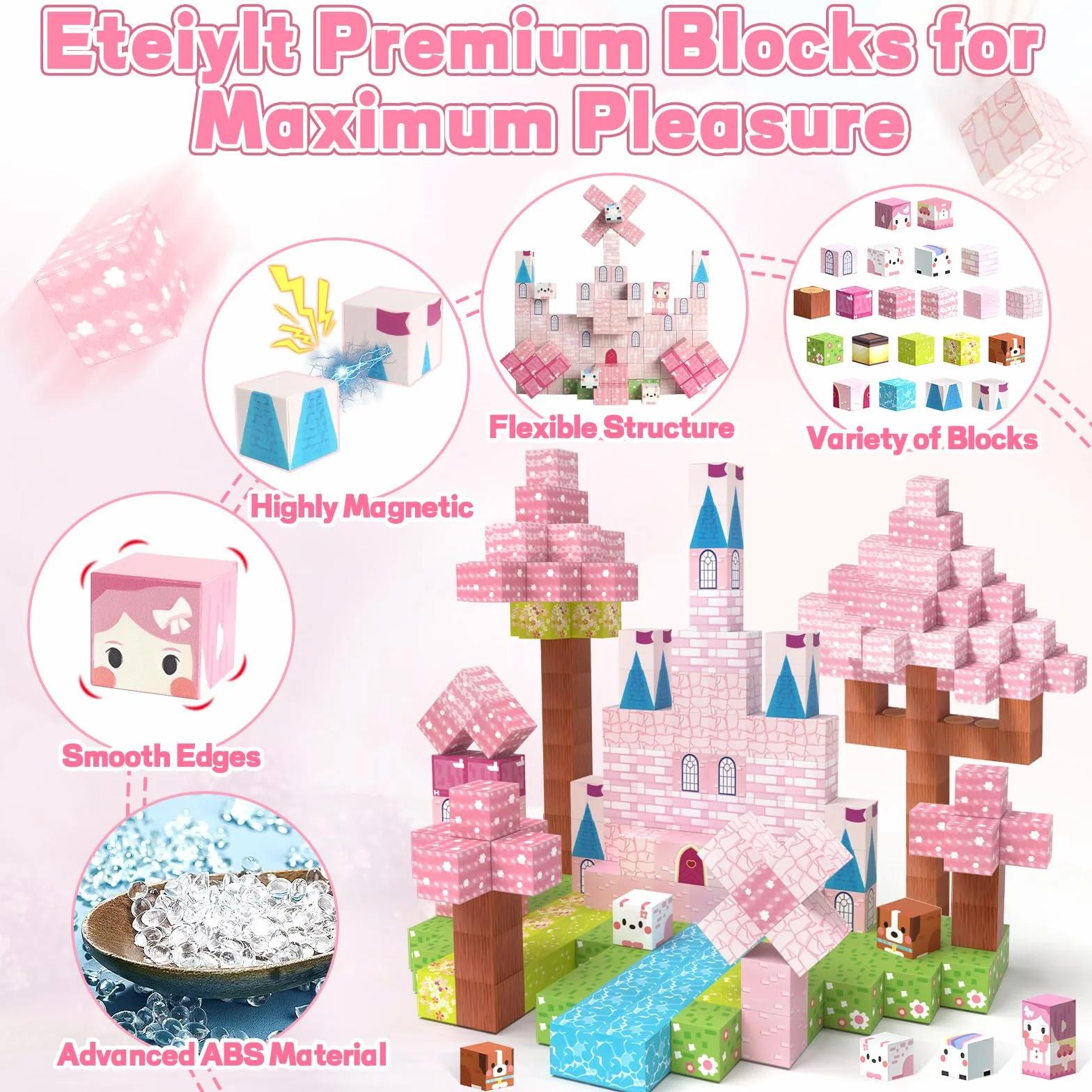 Blocs de Construction Magnétiques 150 Pièces, Cube Magnétique Jouet STEM Montessori pour Enfants 3+