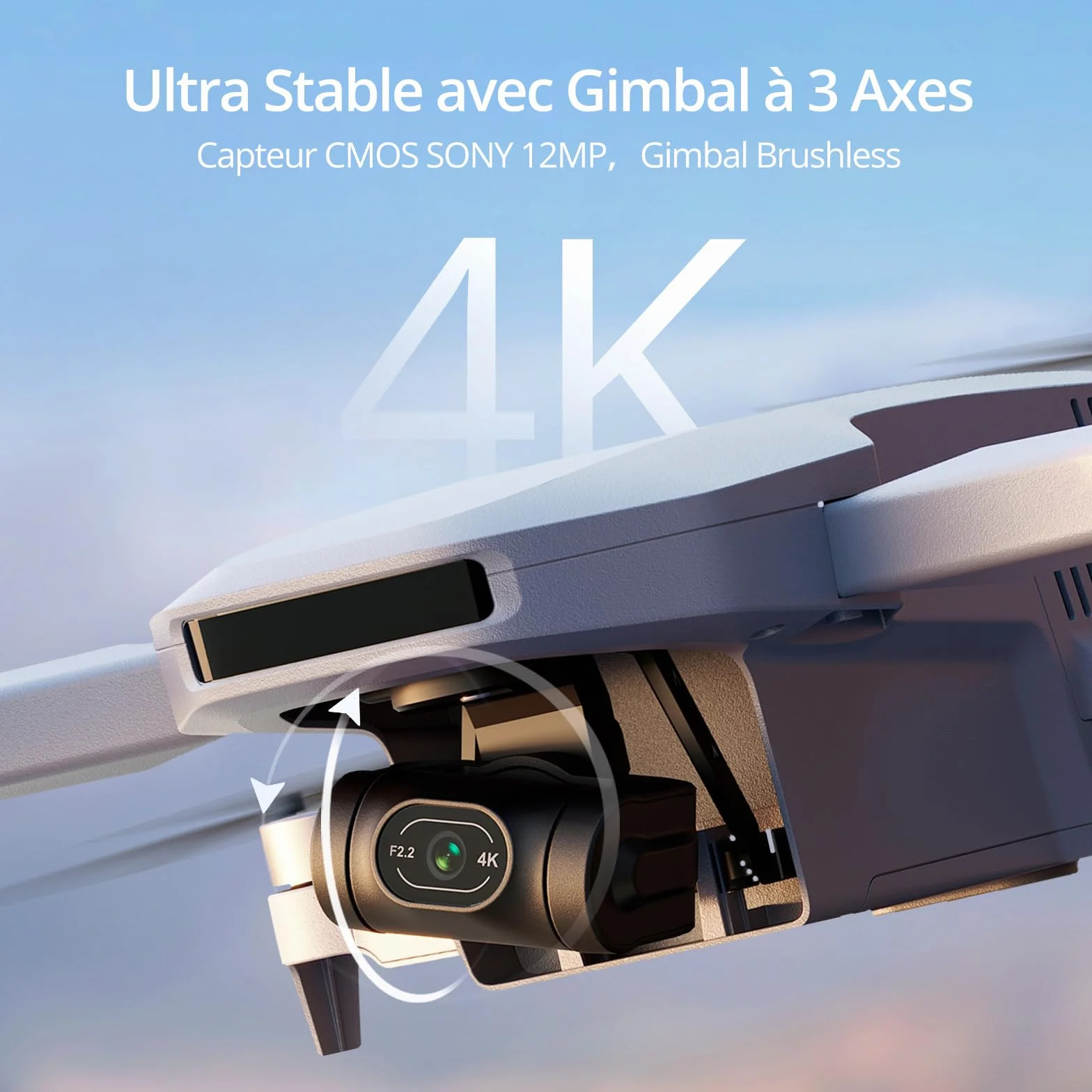Potensic ATOM GPS Drone 4K Caméra 3 Axes Gimbal Moins de 249g 3 Batteries 96 Min Vol