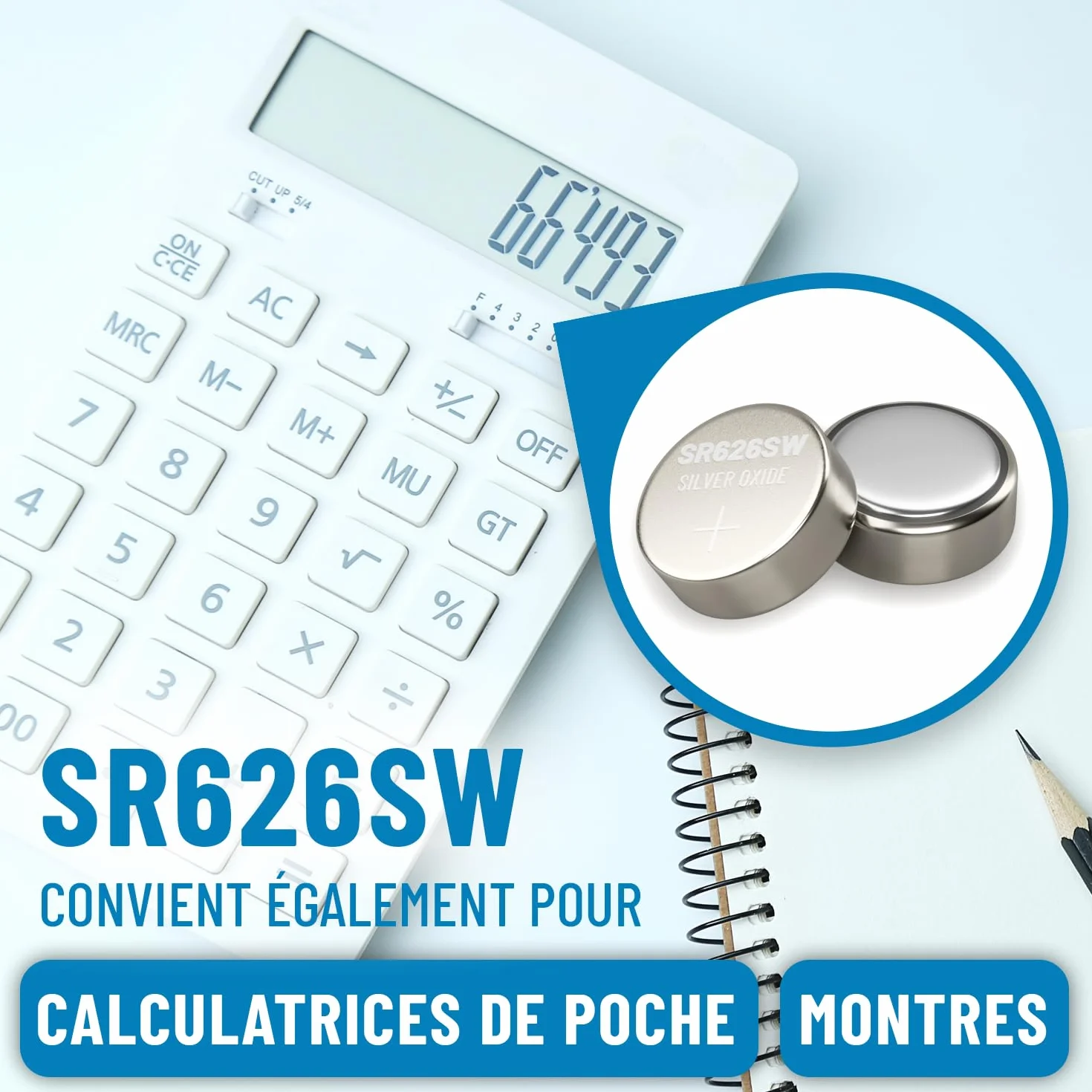 Pile SR626SW 1,55V oxyde d'argent 377 SR66 AG4 - ABSINA 10x Bouton étanche Longue durée