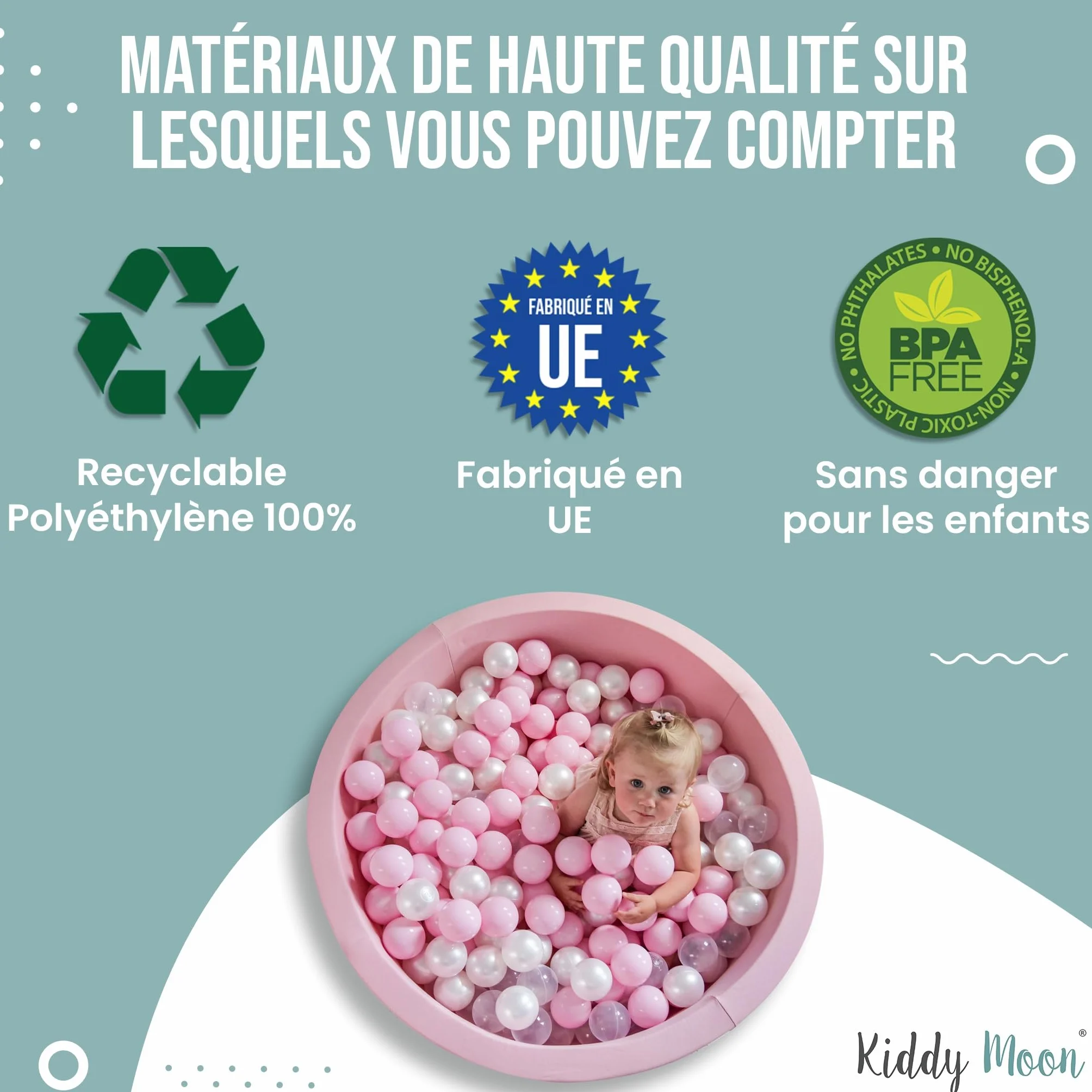 KiddyMoon 100 Balles Colorées Plastique Piscine Enfant ∅ 7Cm
