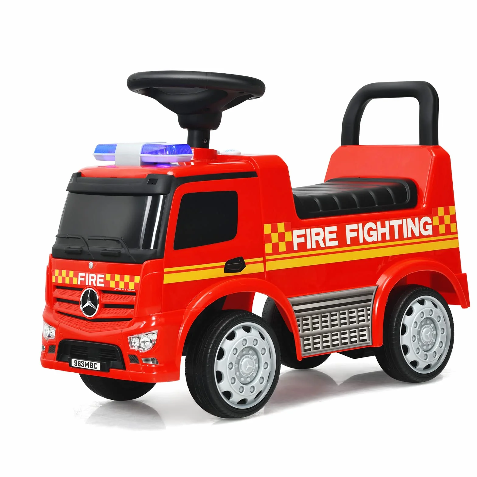 Mercedes Benz Porteur Enfants 12-36 Mois Voiture Pompiers Trotteur Sonore Lumière 25KG 62x29x43cm