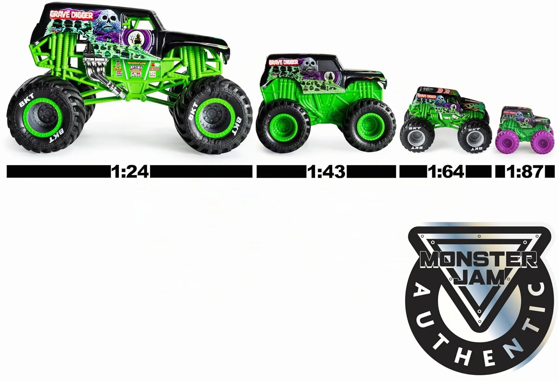 Monster Jam Lot de 2 Originaux Batmobile vs. Megalodon Monster Trucks échelle 1:64