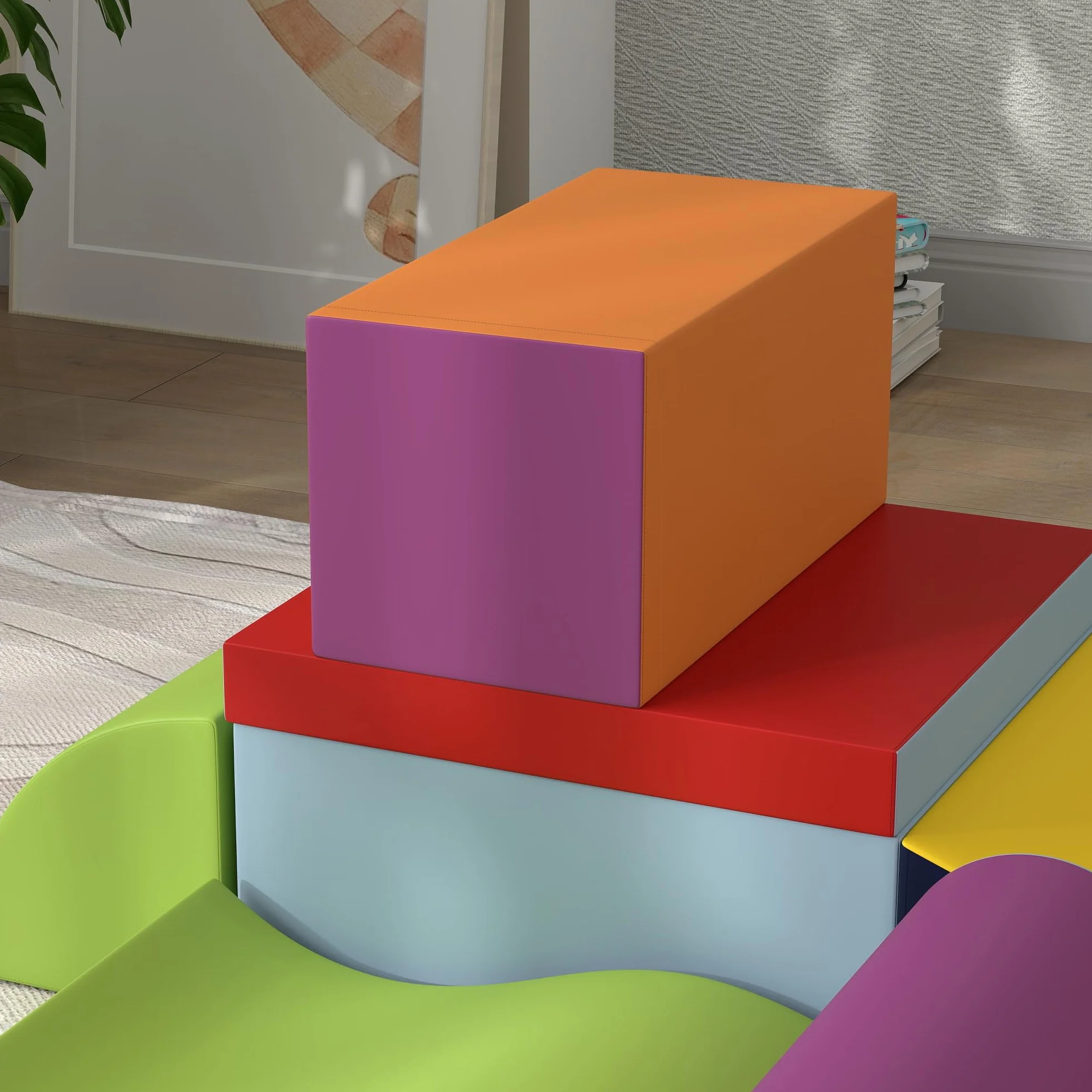 HOMCOM Parcours motricité bébé 7PCS Blocs Construction Mousse EPE Housse polyuréthane Jouets éducatifs Enfants Multicolore