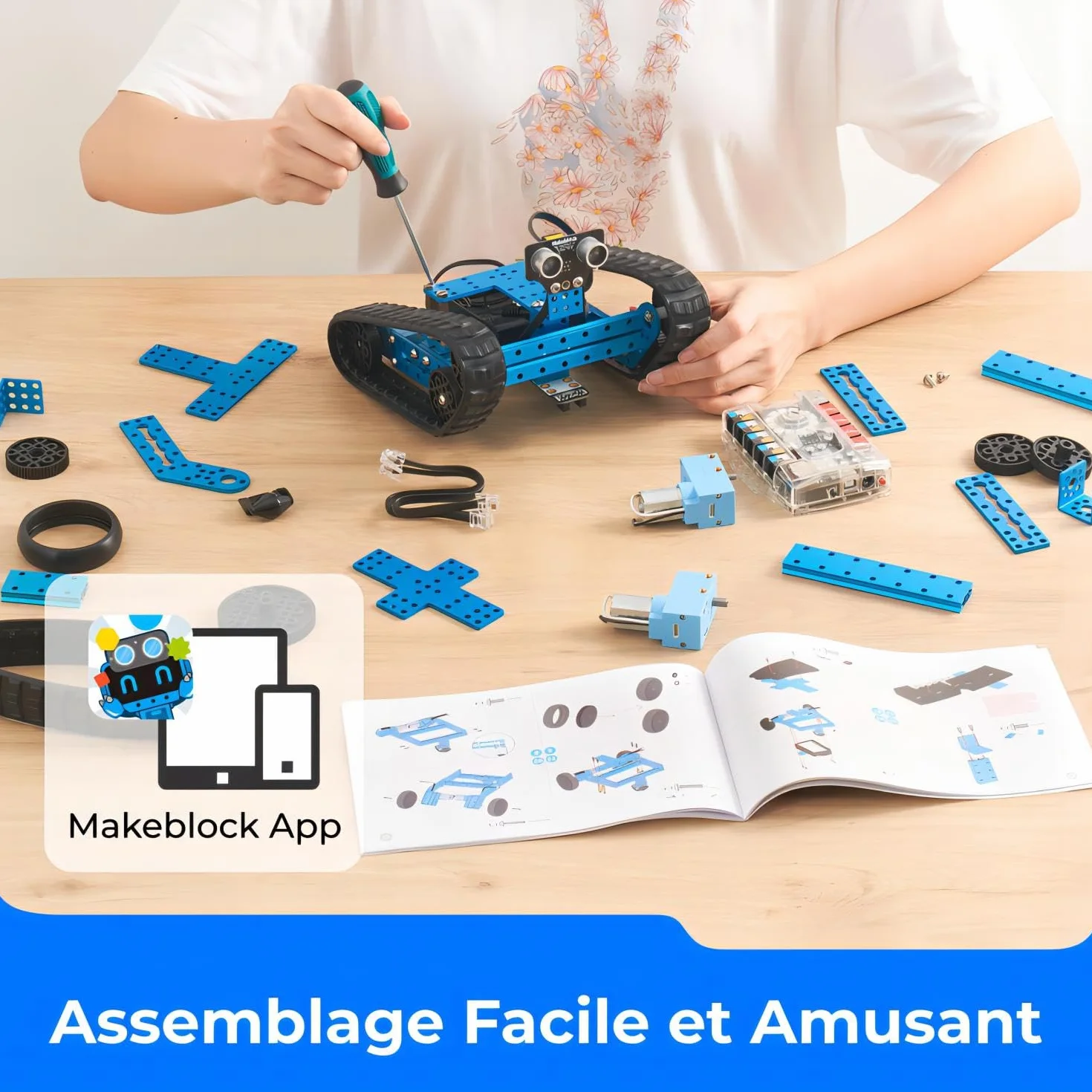 Makeblock mBot Ranger Kit Robot Programmable, Jouets Robotiques d'apprentissage de Codage Avancé, Jouets Éducatifs STEM, 3 Formulaires Prédéfinis, Bâtiment de Bricolage, Bluetooth