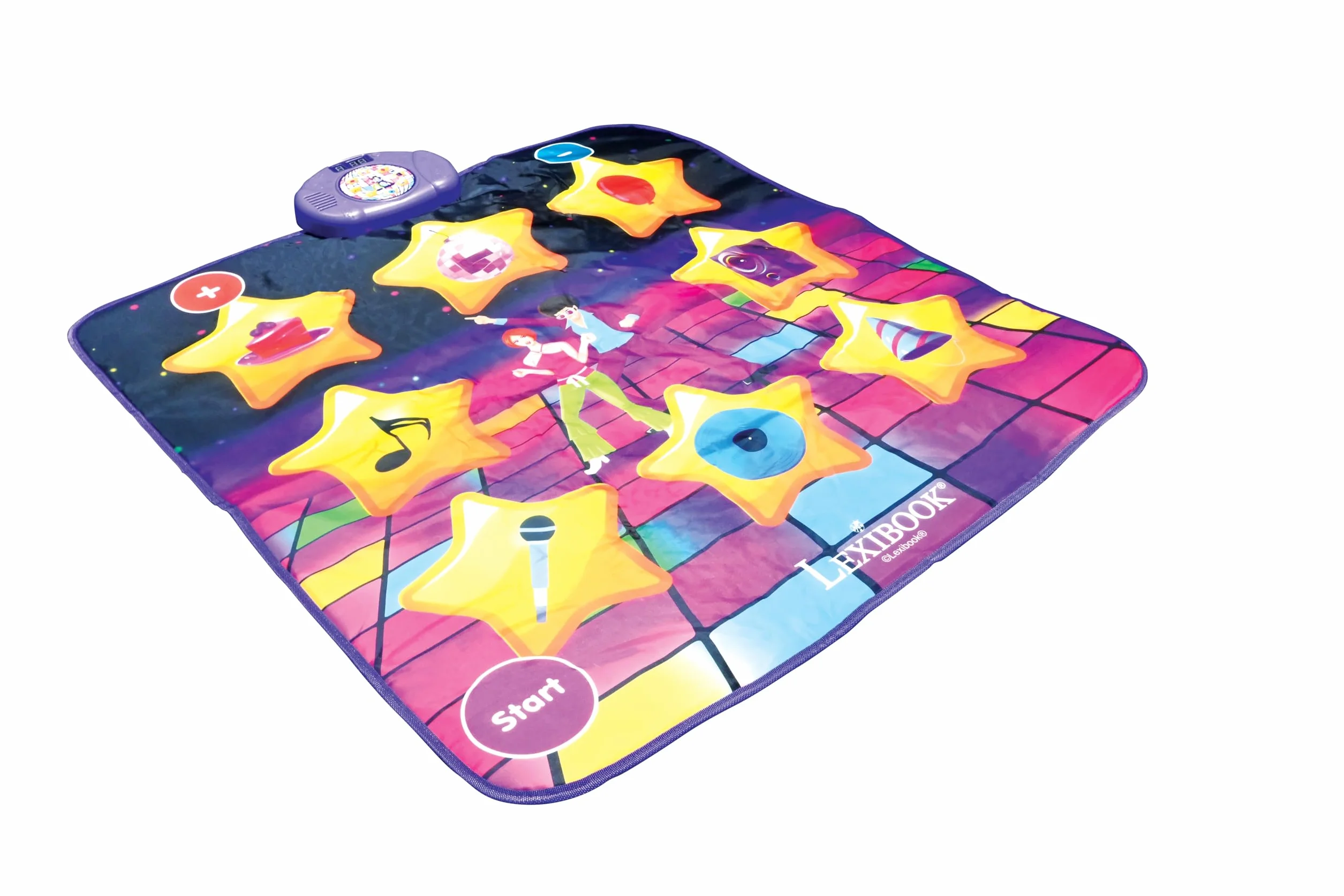 Lexibook DM10 Tapis de Danse électronique Touches Lumineuses Enceinte intégrée Violet Jaune