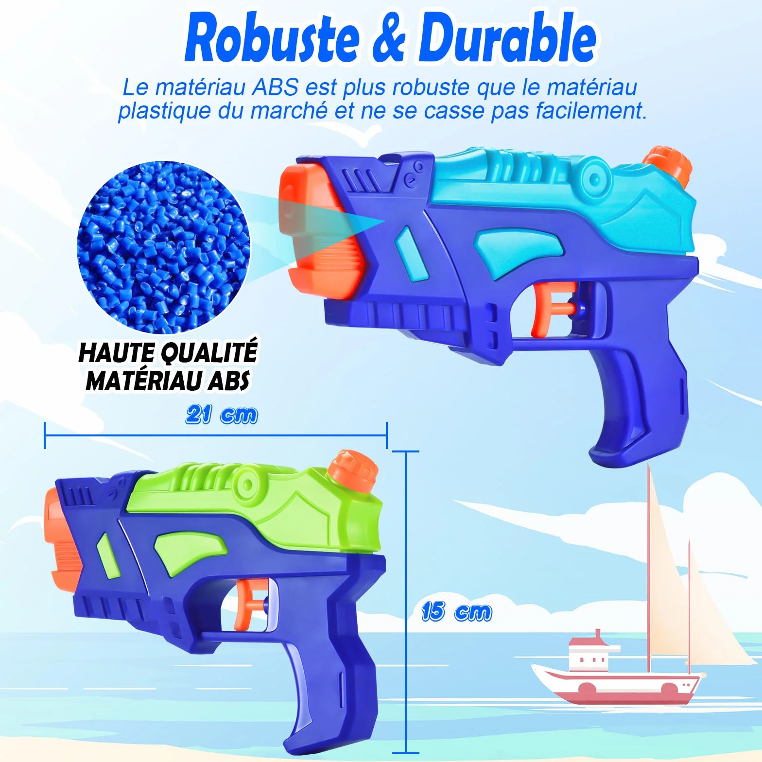 Pistolets à Eau pour Enfants Pack de 2 avec Gâchette pour Piscine Extérieure