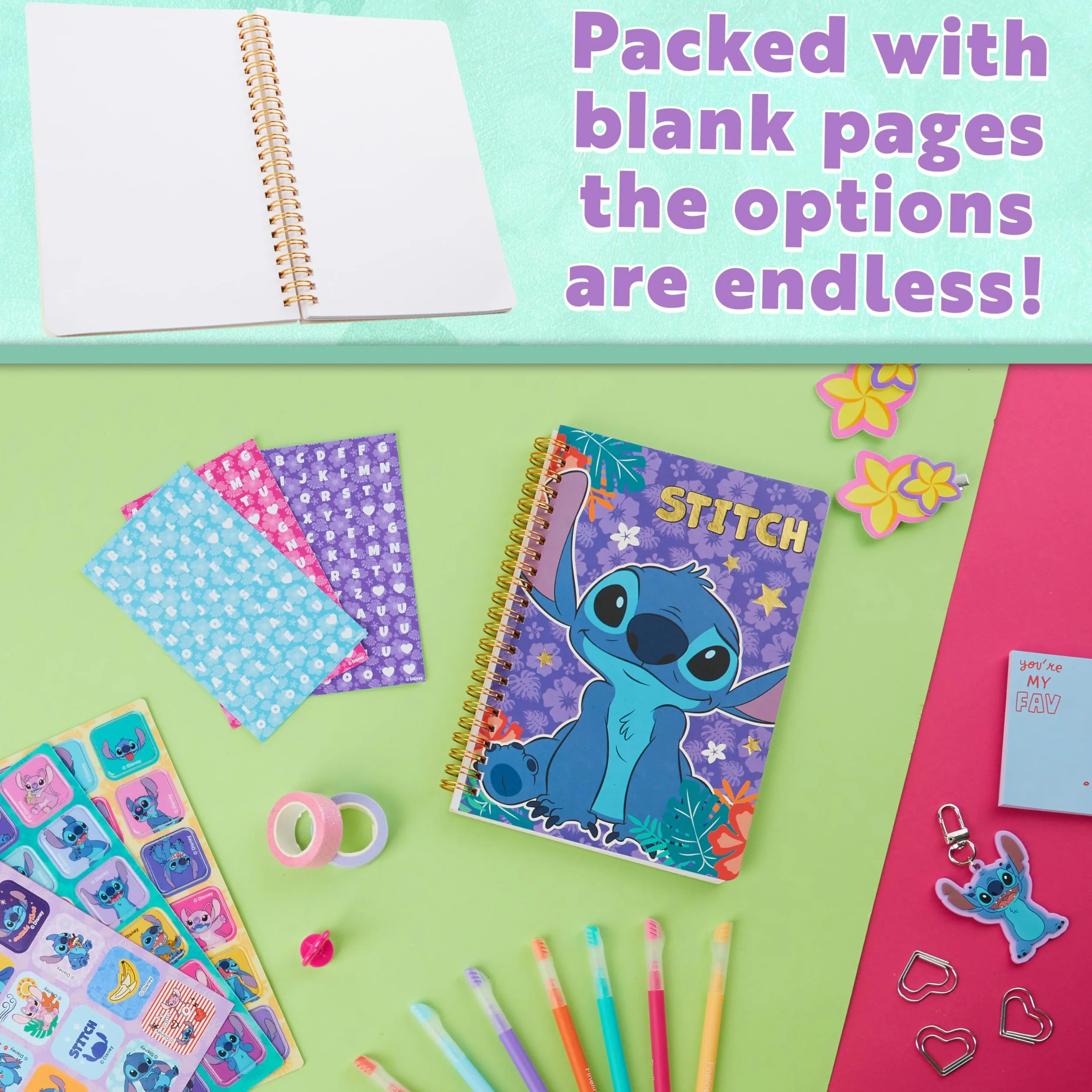 Disney Stitch Journaling Kit DIY Enfant Ado Carnet de Notes A5 Autocollants Loisirs Créatifs