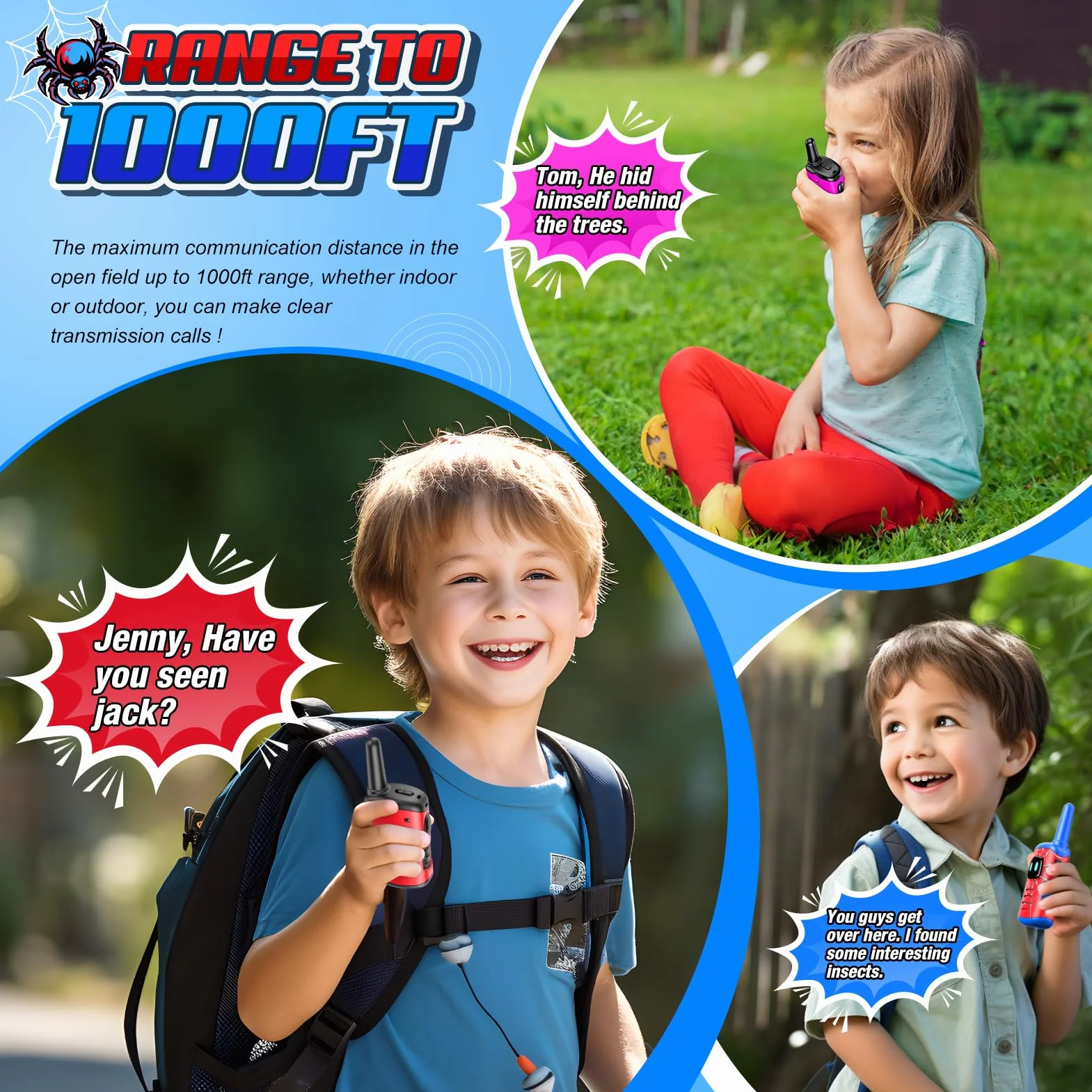 Talkie Walkie Rechargeable Enfants 3-10 Ans Jouet Extérieur
