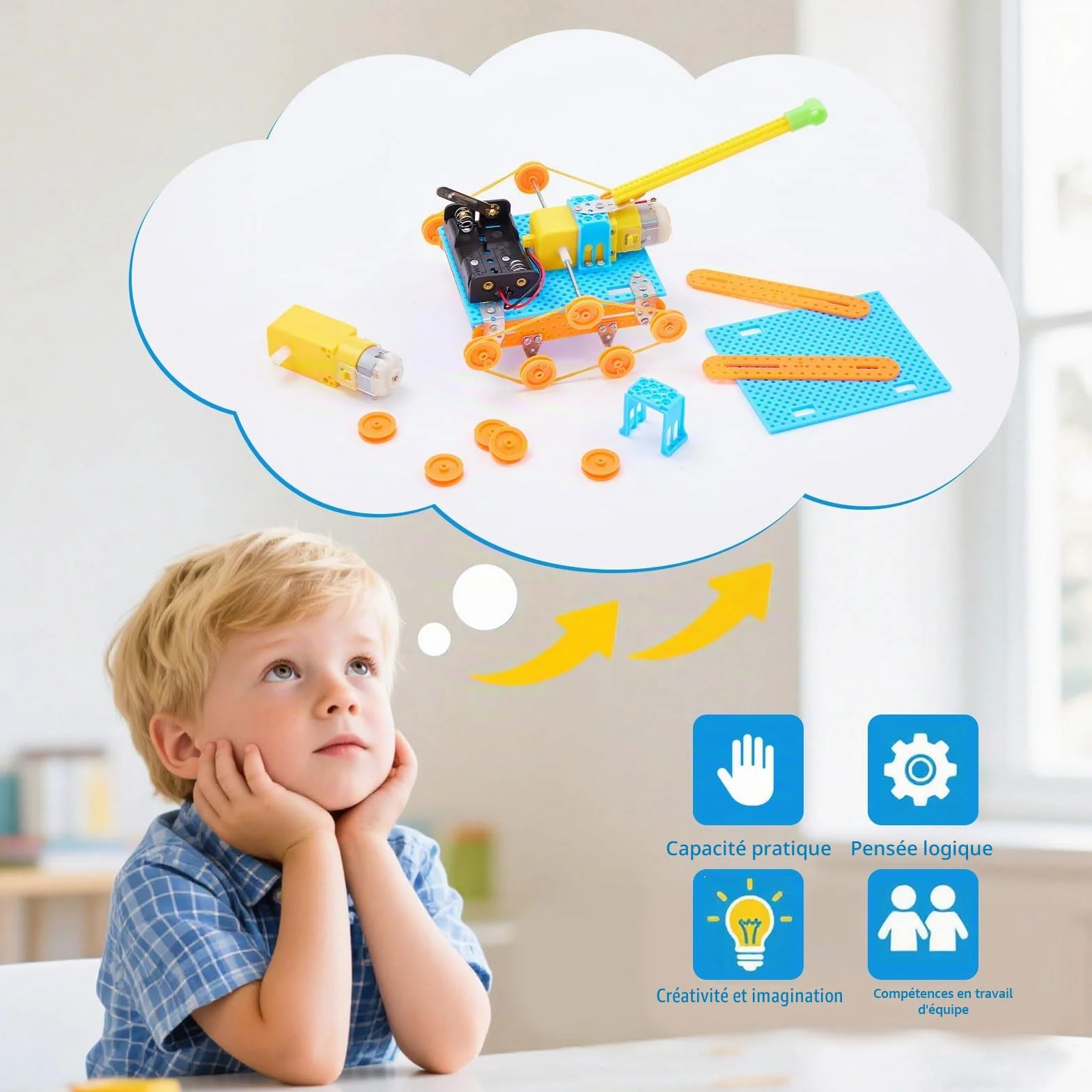 Kit de construction de robot STEM pour enfants - Ensemble d'expériences d'ingénierie avec moteur