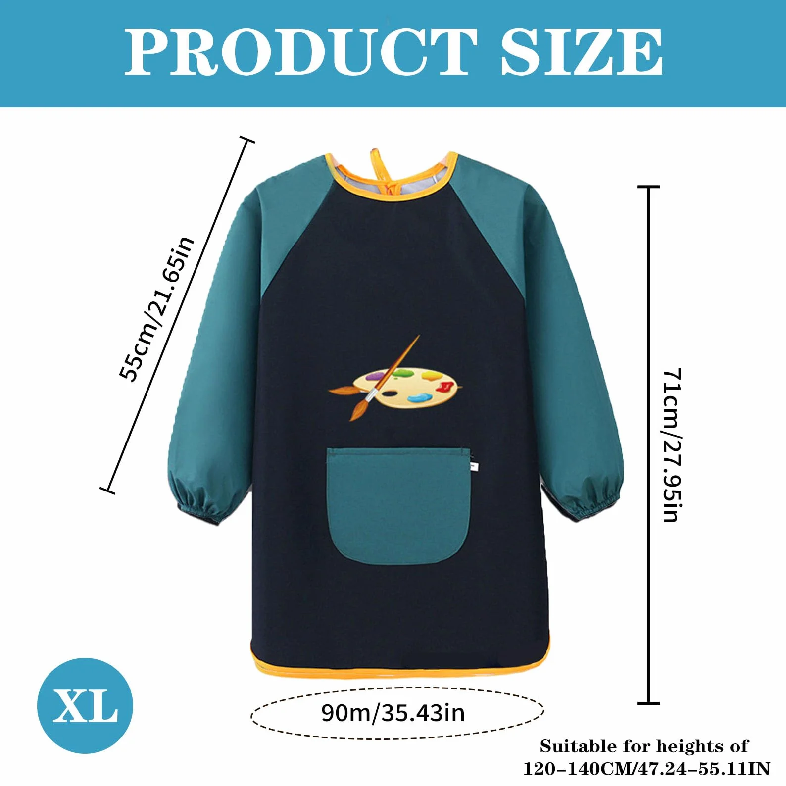 Tablier Peinture Enfant Imperméable Longues Manches Blouse Art Plastique 3-8 Ans pour Fille Garçon