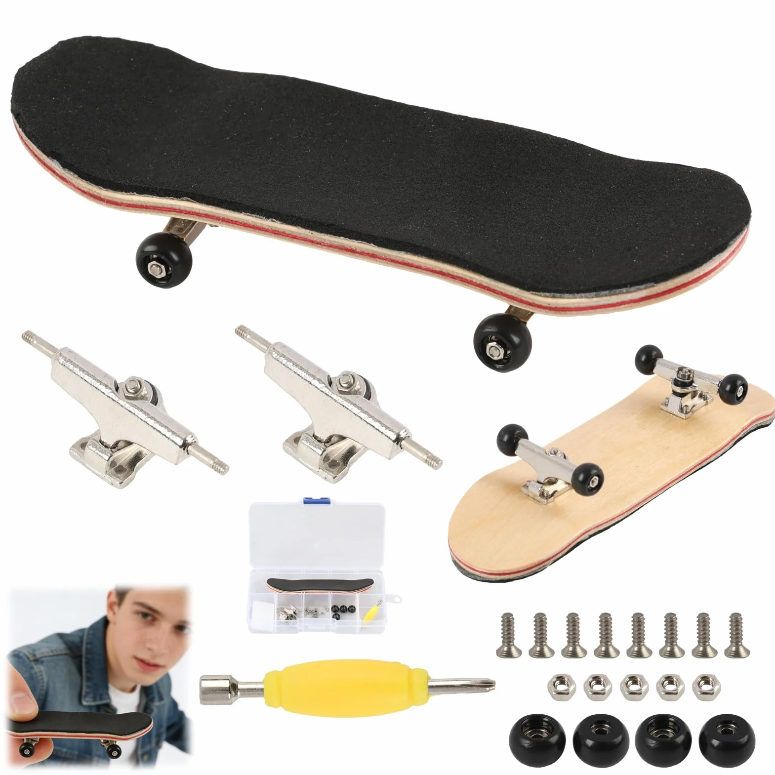 Finger Skate Professionnel en Bois d’Érable et Alliage, Mini Skate Portable Adolescent Adultes DIY
