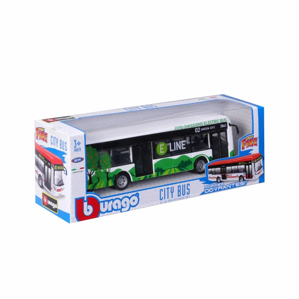Bburago 1/64 City Bus E-Bus Miniature métal Plastique Jouet Enfant 3 Ans 32104