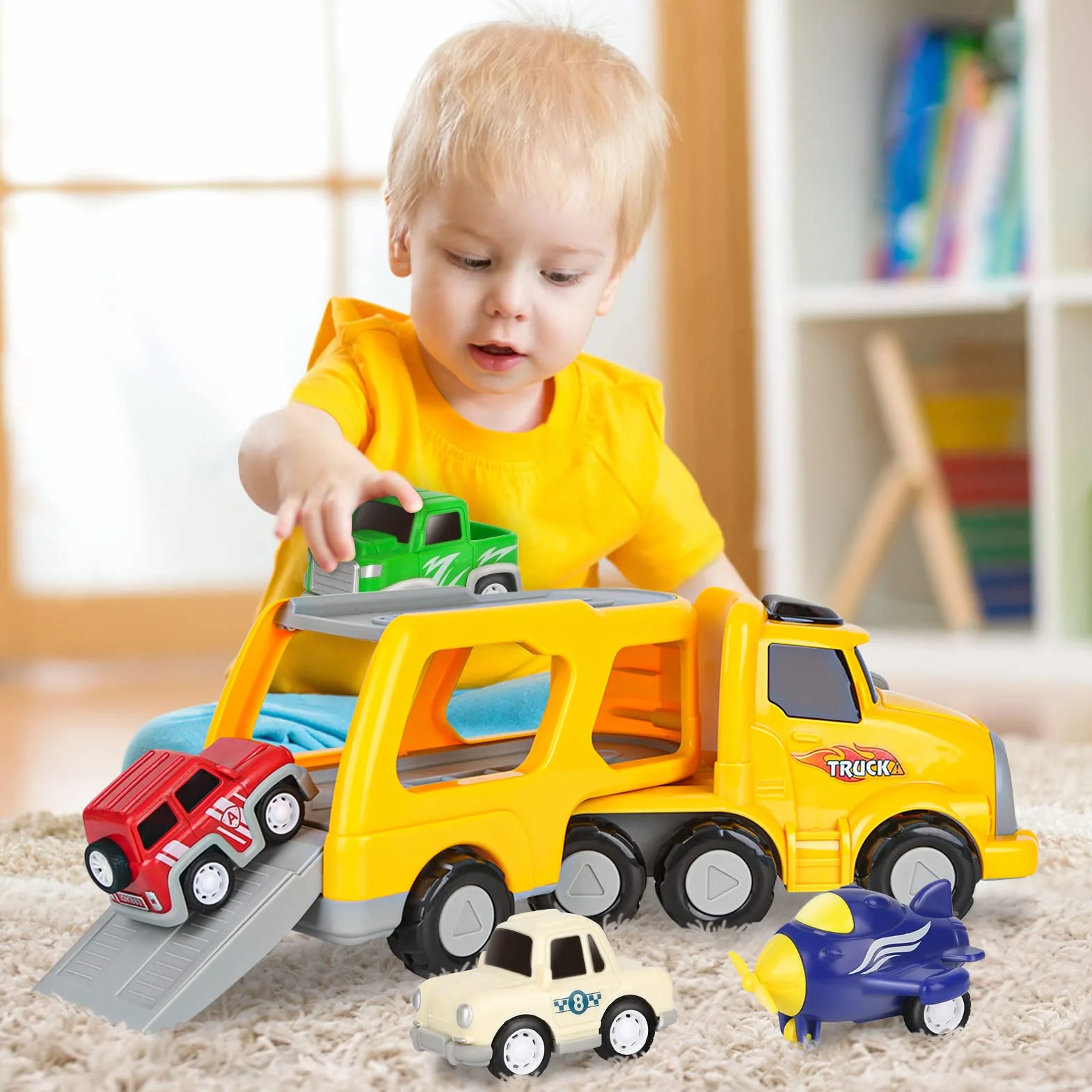 Jouet de Camion pour Enfant 5 en 1 avec Sons et Lumières Cadeau de Noël pour 2-4 Ans Garçon Filles