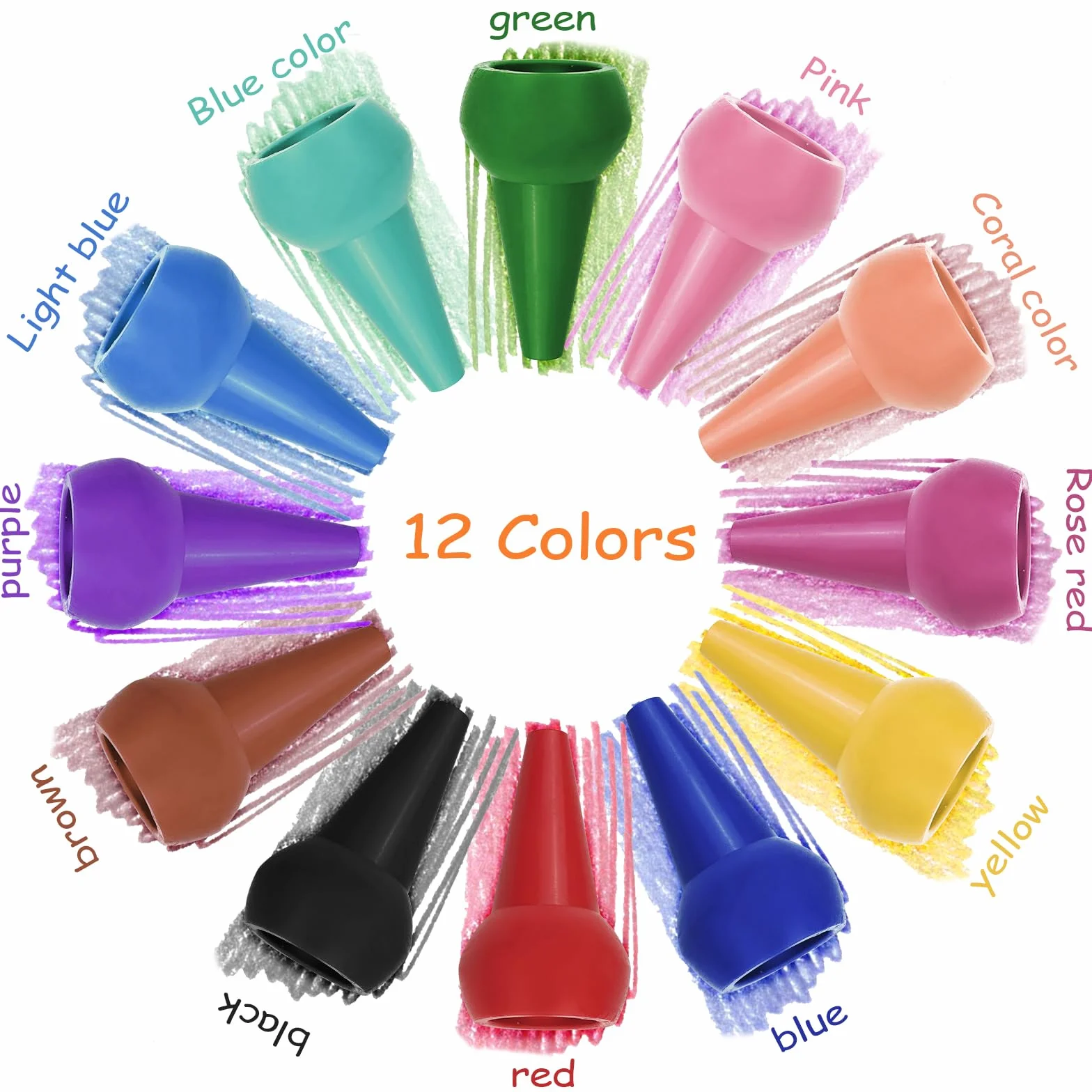 Crayons à Doigts 12 pièces pour tout-petits, non toxiques, jouets Montessori