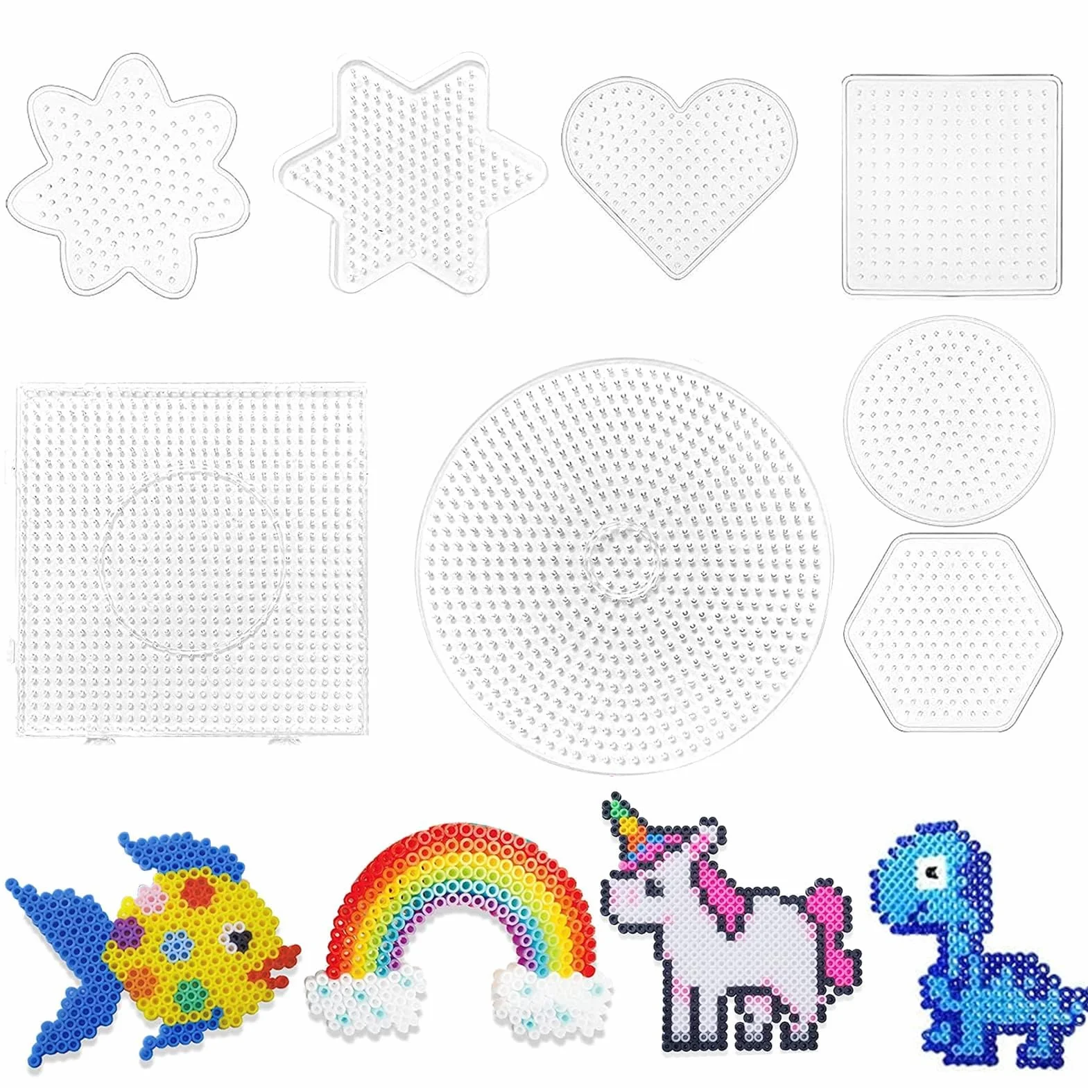 Plaques de Perles à Repasser Plastique Transparente pour DIY Loisirs Créatifs (8 pièces)