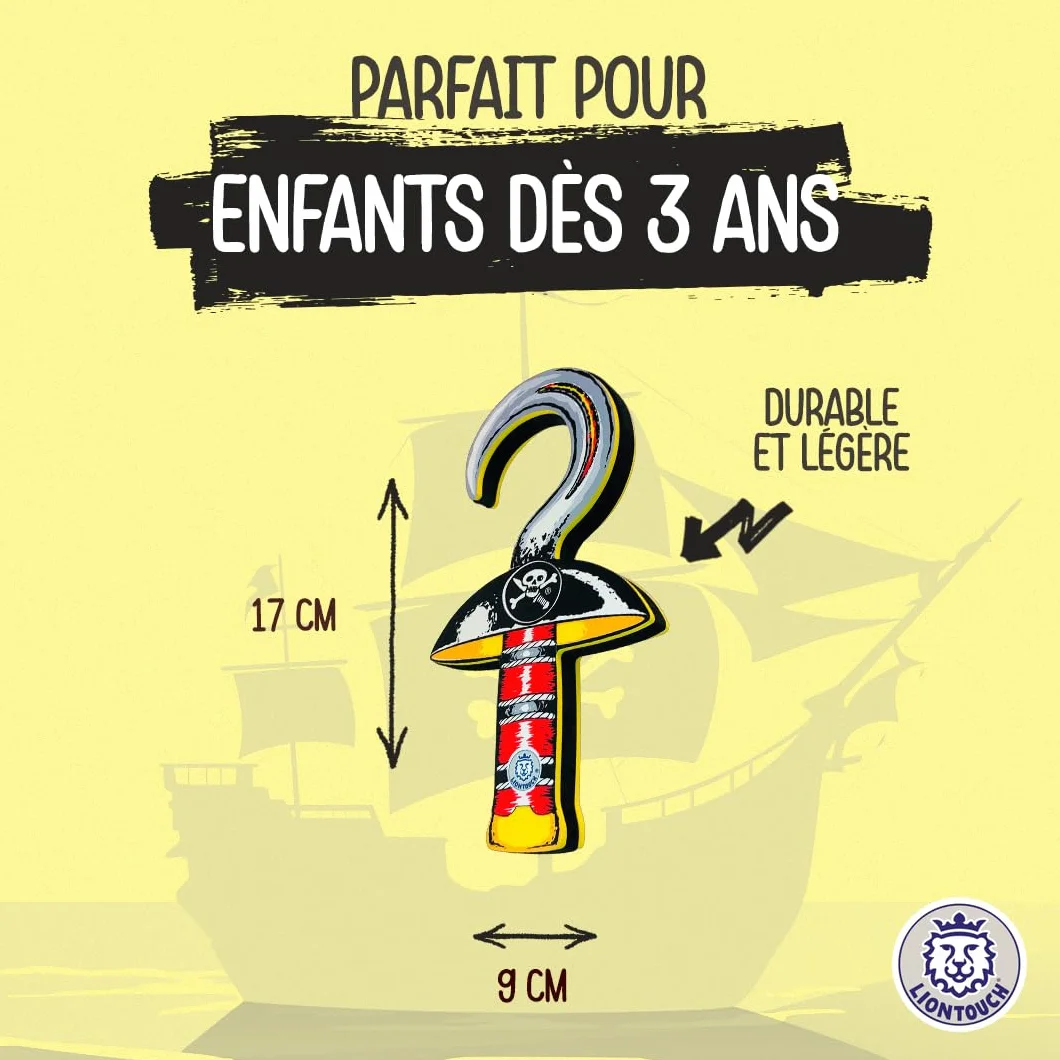 Liontouch Crochet Pirate pour Enfants 3-6 Ans | Accessoire en Mousse pour Déguisements et Costumes