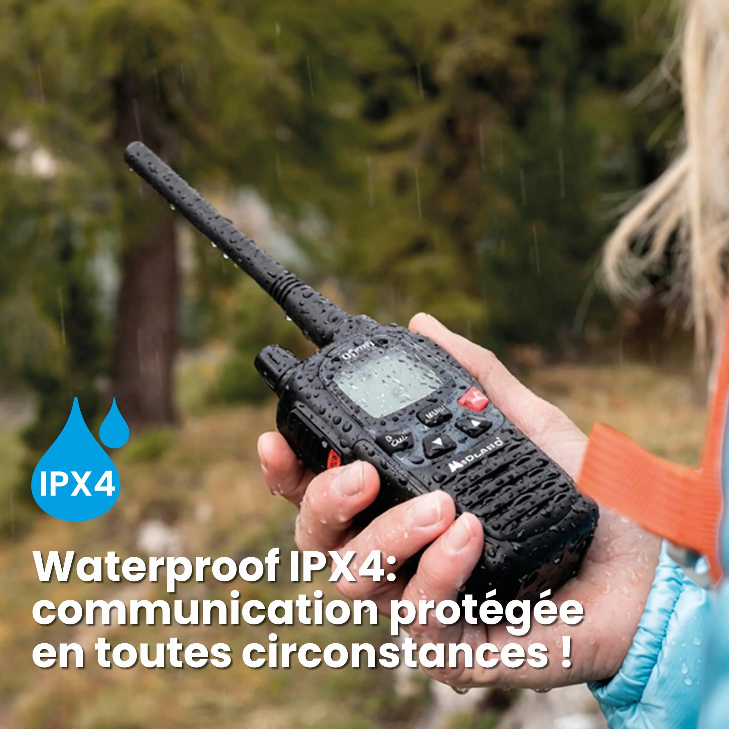 Midland G9 PRO Talkie Walkie Longue Portée 12Km Professionnel IPX4 Étanche 103 Canaux PMR446 LPD Autonomie 23H