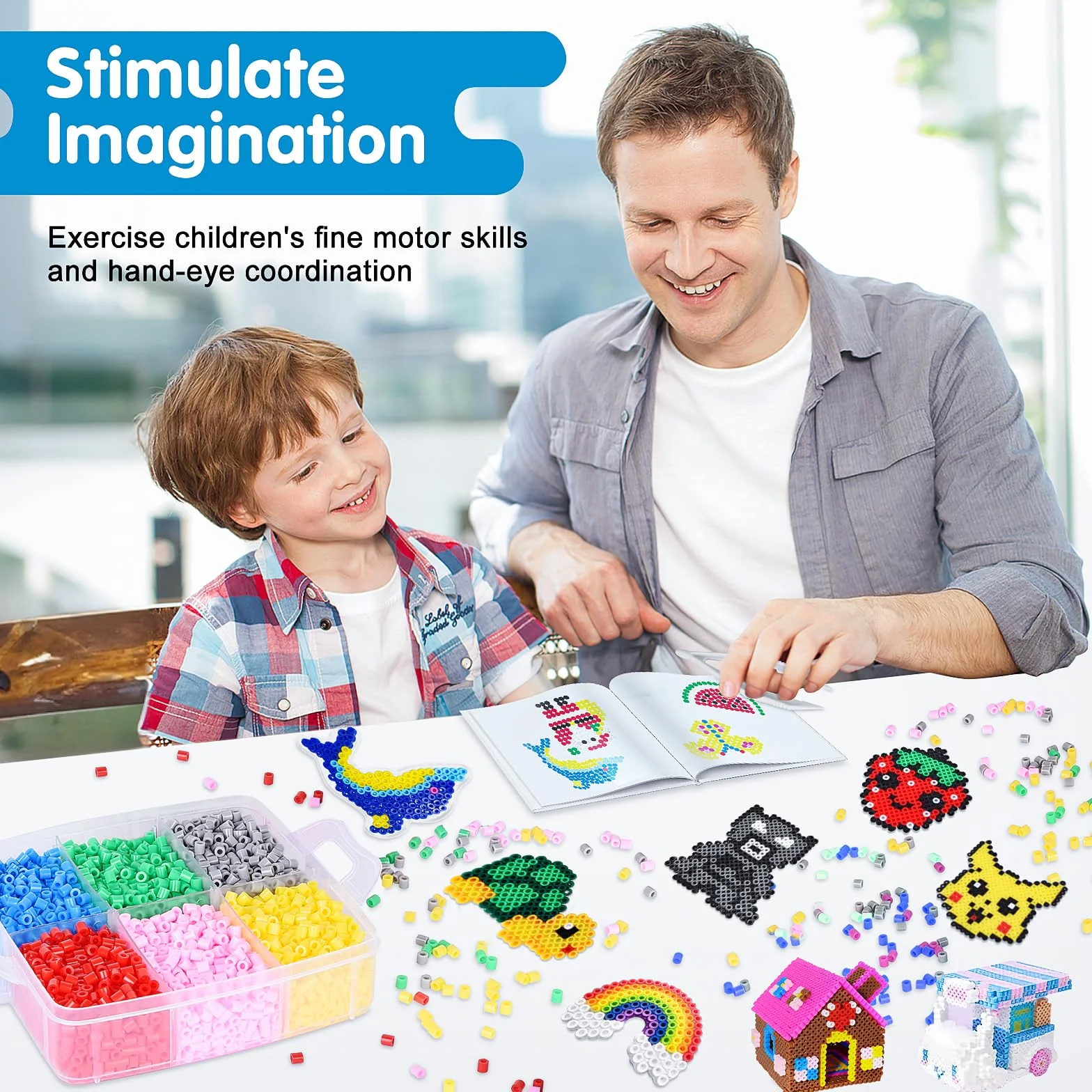 Kit de Perles à Repasser 10 000 Pièces 5 mm avec Panneau Perforé pour Enfants