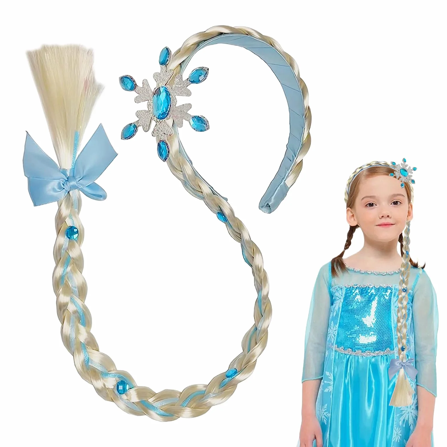 Perruque Enfant Fille Bandeau Tressé Raiponce, Perruque Blonde Longue Tresse Princesse, Costume Fête