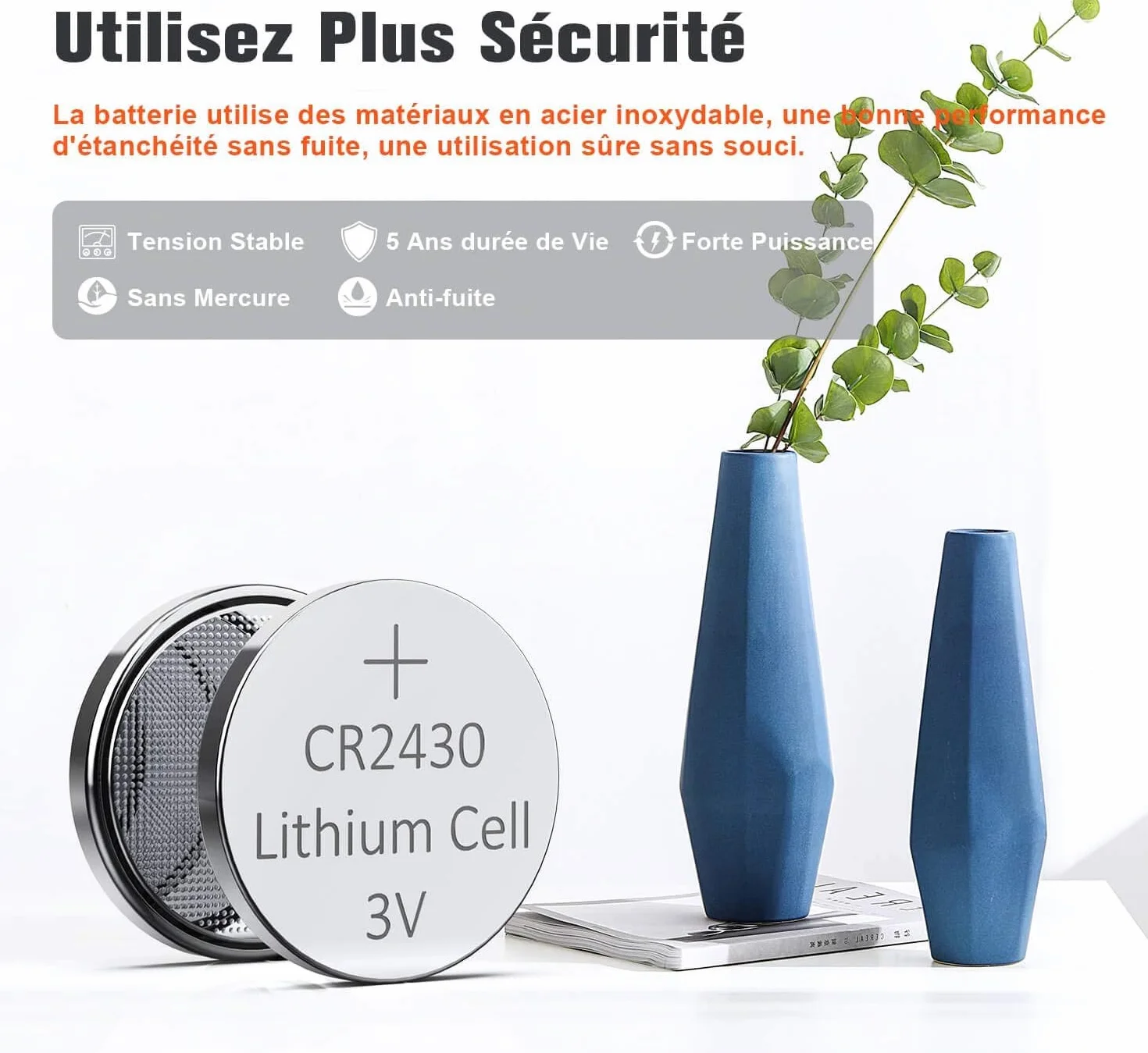LAPROBING Batterie CR2430 Lithium 3V, Pile Bouton (10 pièces)