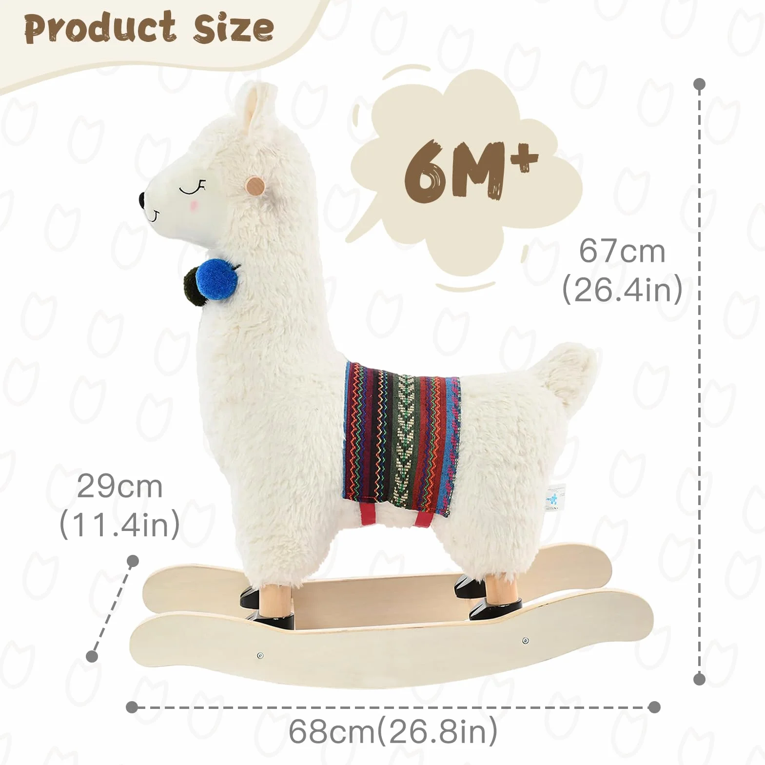 Labebe Alpaca Peluche à bascule jouet animal Rocker