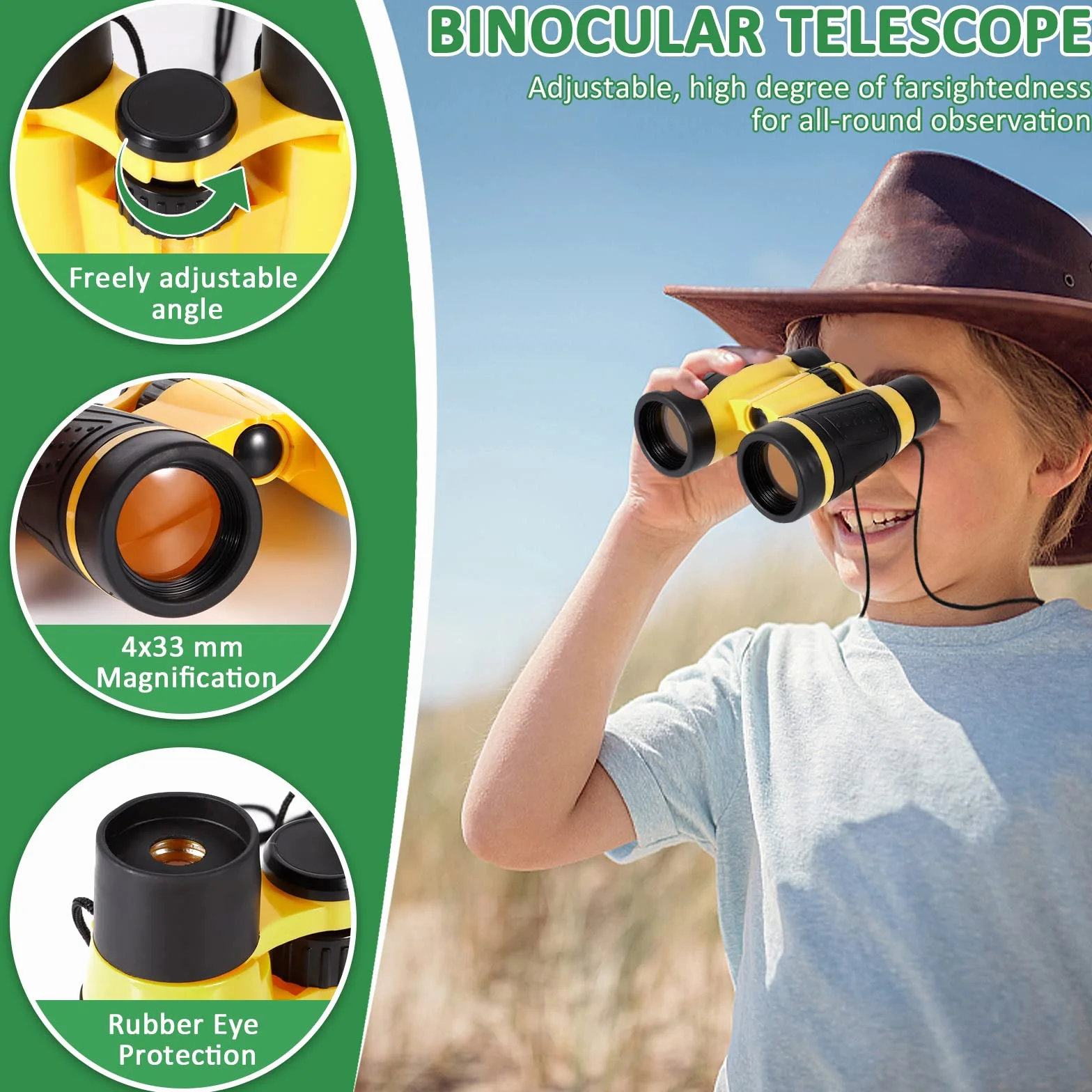 Ensemble Explorateur Extérieur 27 Pièces Jouets Kit Exploration Jumelles Aventurier Enfants avec Pince à épiler Attrape-Insectes Boussole Loupe