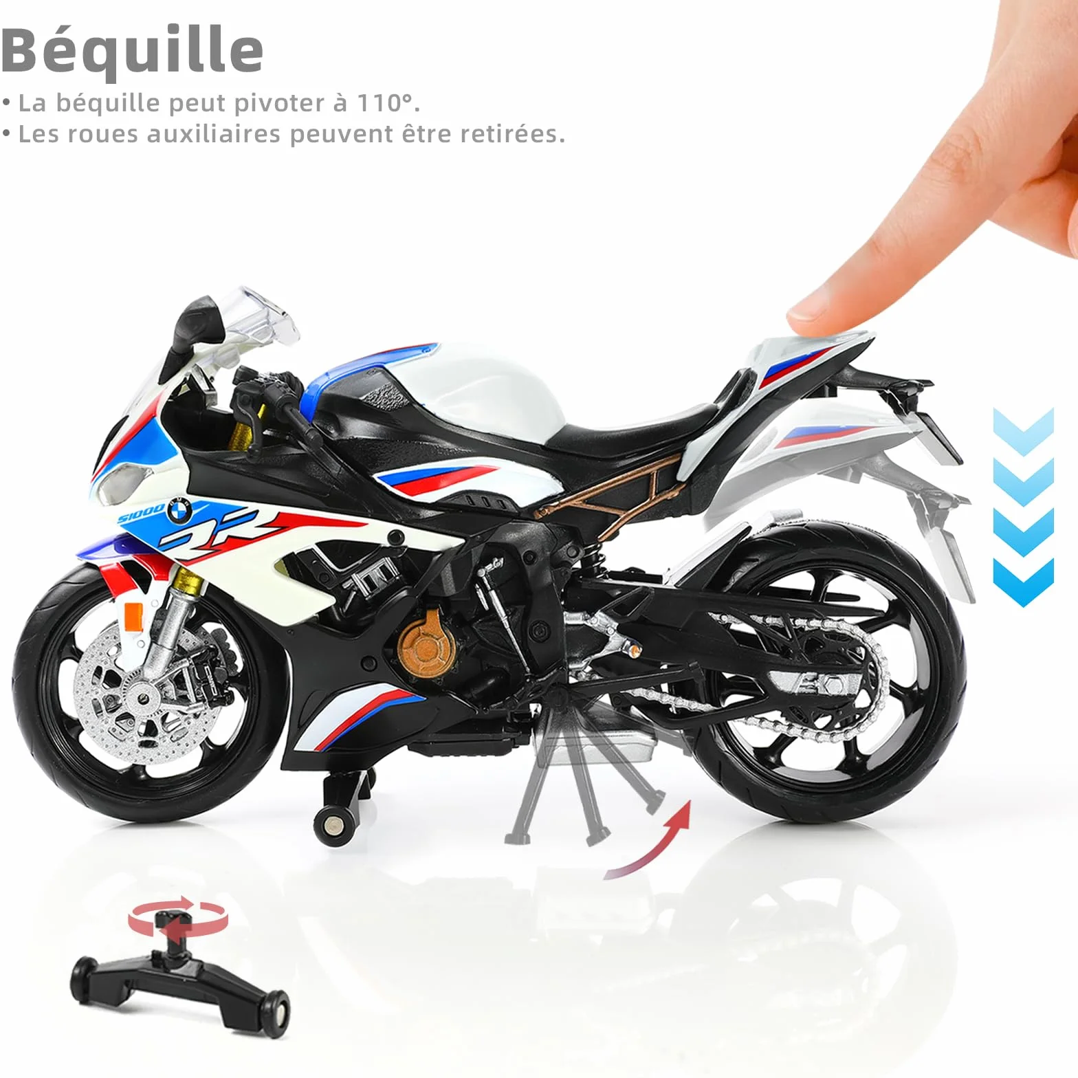 BMW S1000RR Moto Jouet 1:12 Métal Plastique Blanc
