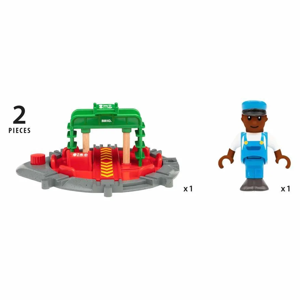 Brio World Plaque Tournante et Personnage Accessoire Circuit Train Bois Sans Pile Jouet 3 Ans
