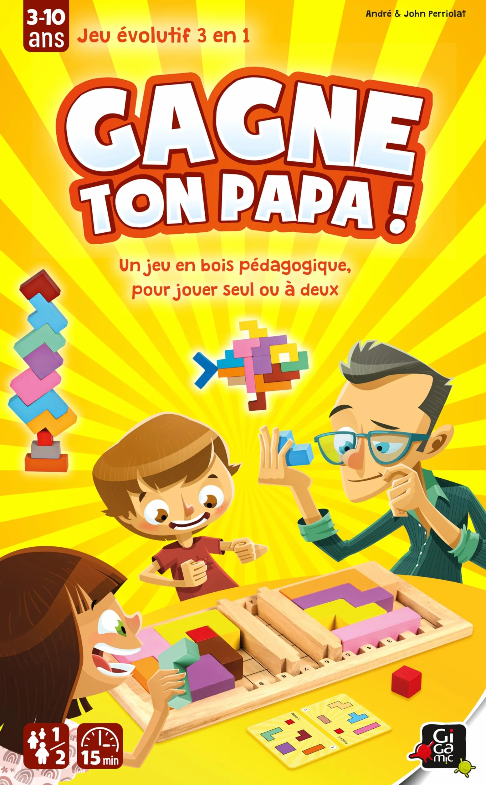 GIGAMIC Gagne Ton Papa Jeu de société Casse-tête évolutif Bois dès 3 Ans Jeu de réflexion logique et géométrie pour Enfant
