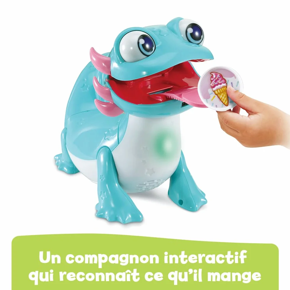 VTech Zébulon Mon Compagnon Glouton Animal Interactif Axolotl Qui Parle Chante Mange et Réagit Jouet Éducatif Cadeau Enfant Dès 2 Ans