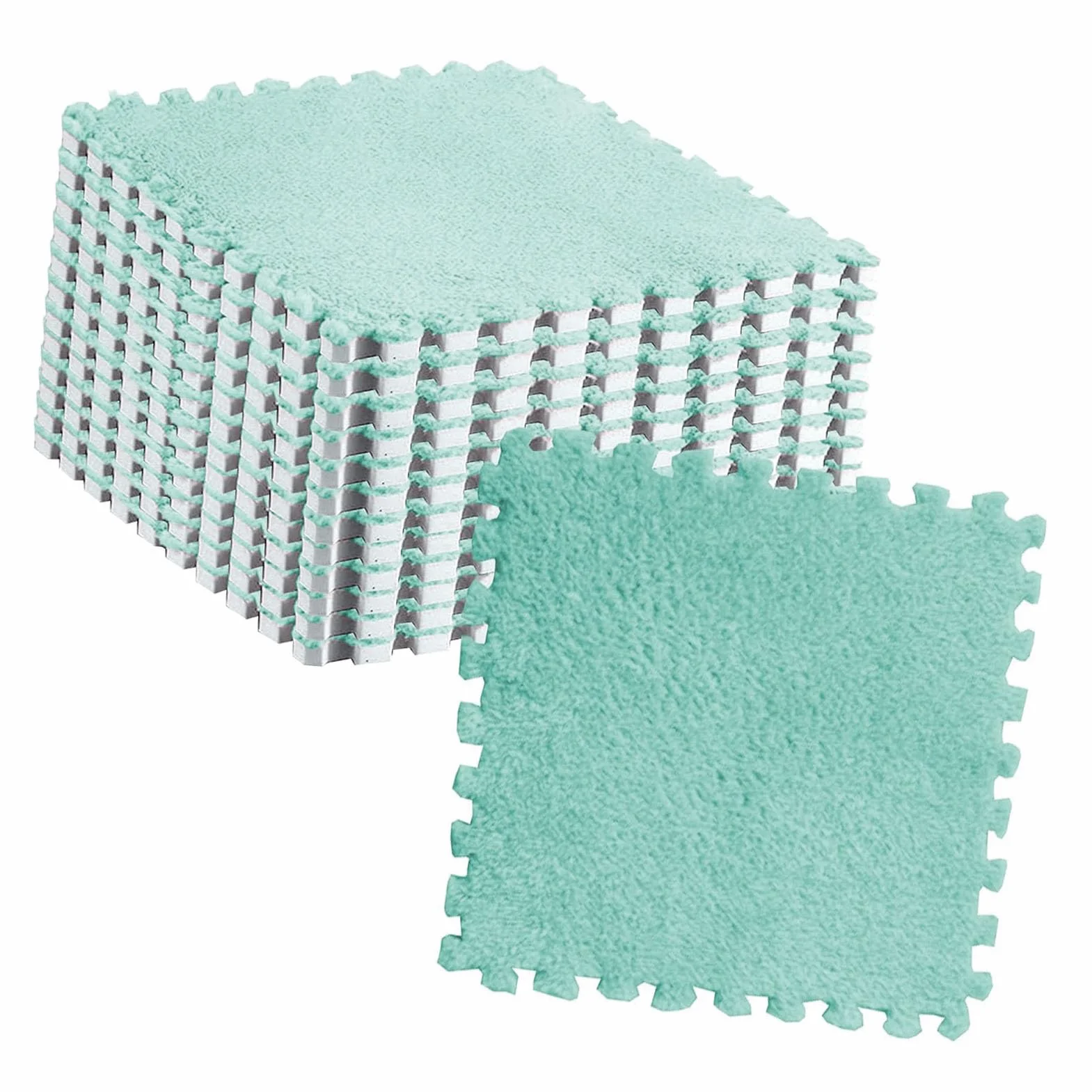 Tapis de Sol en Mousse Puzzle 30x3cm Menthe Verte, Tapis de Jeu Antidérapant