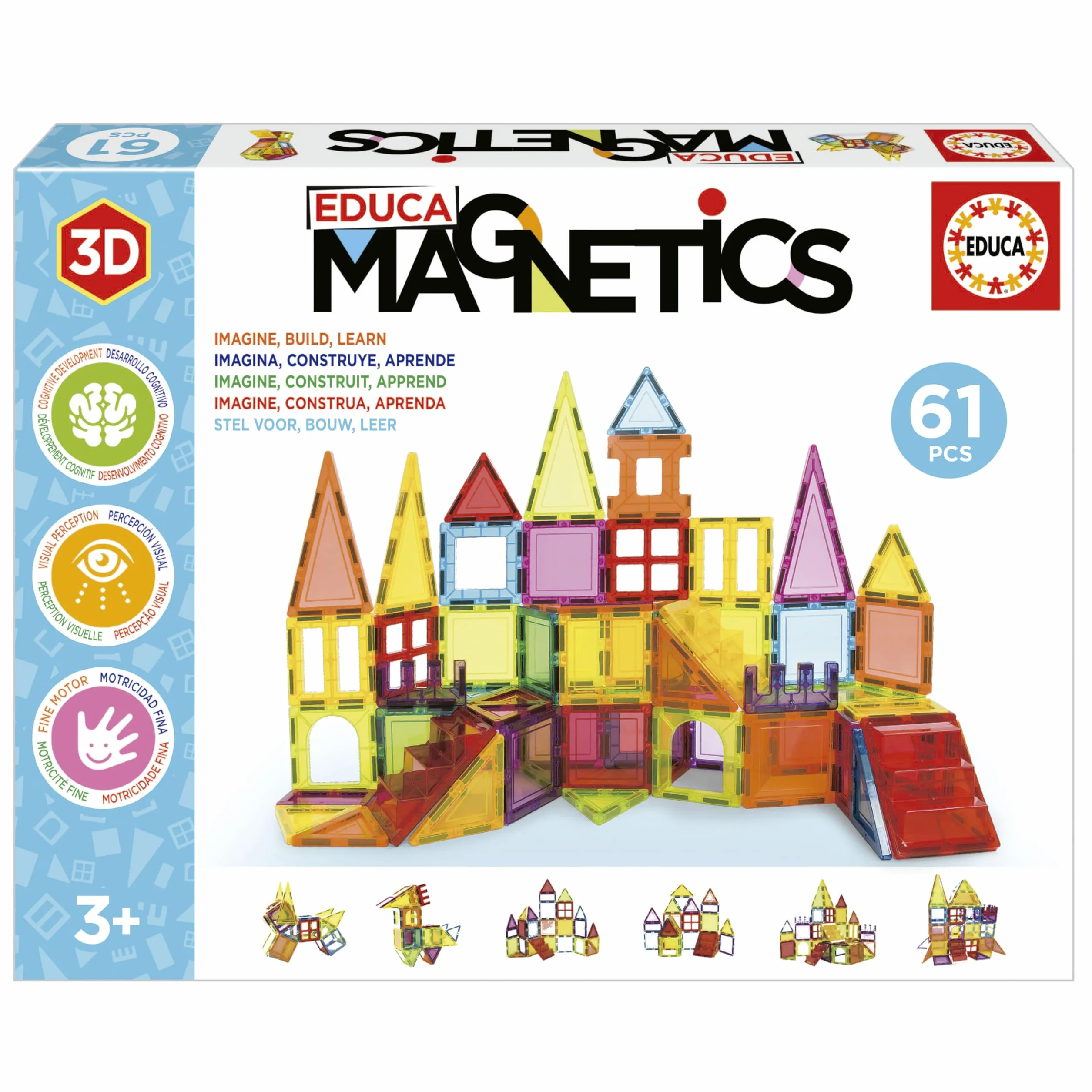 Educa Magnetics Jeu éducatif de Construction 3D magnétique 61 pièces Enfants