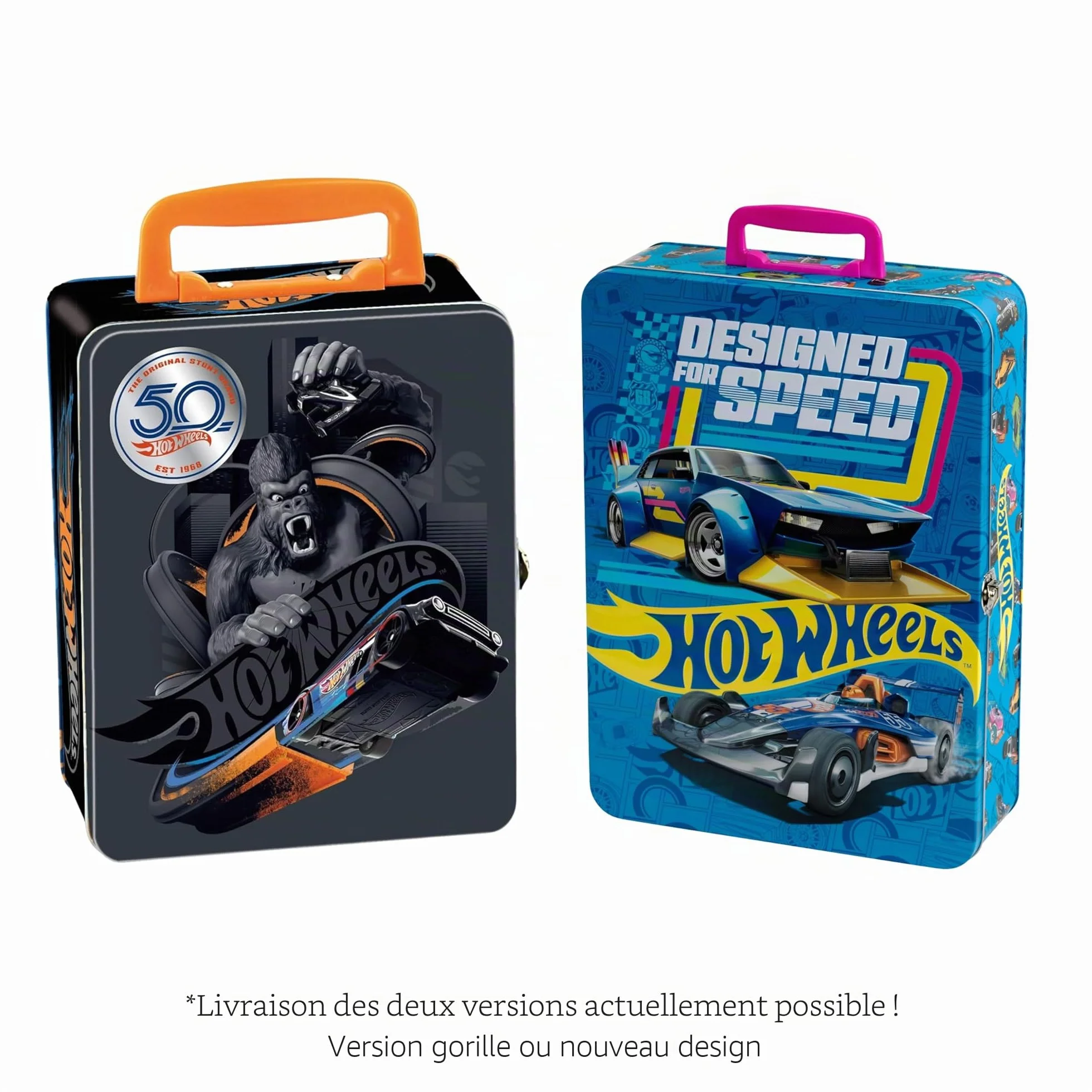 Klein 2881 Mallette de Collection Hot Wheels Métal Rangement 50 Voitures Jouet 3 Ans Noir Orange Bleu Rose