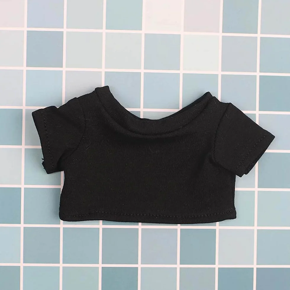 Vêtements de poupée en peluche 15 cm t-shirts manches courtes noir et blanc