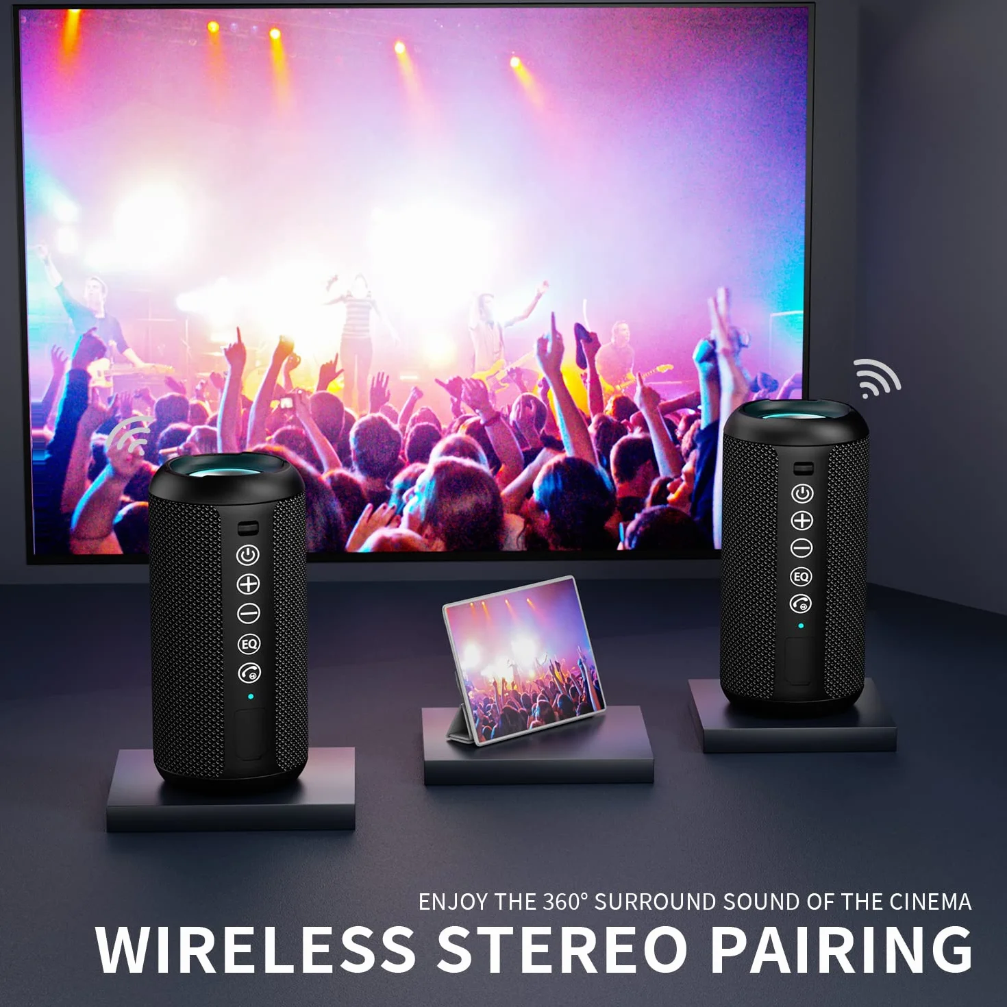 Ortizan Enceinte Portable Bluetooth 5.3 sans Fil IPX7 Subwoofer 360 Degrés Autonomie 30h