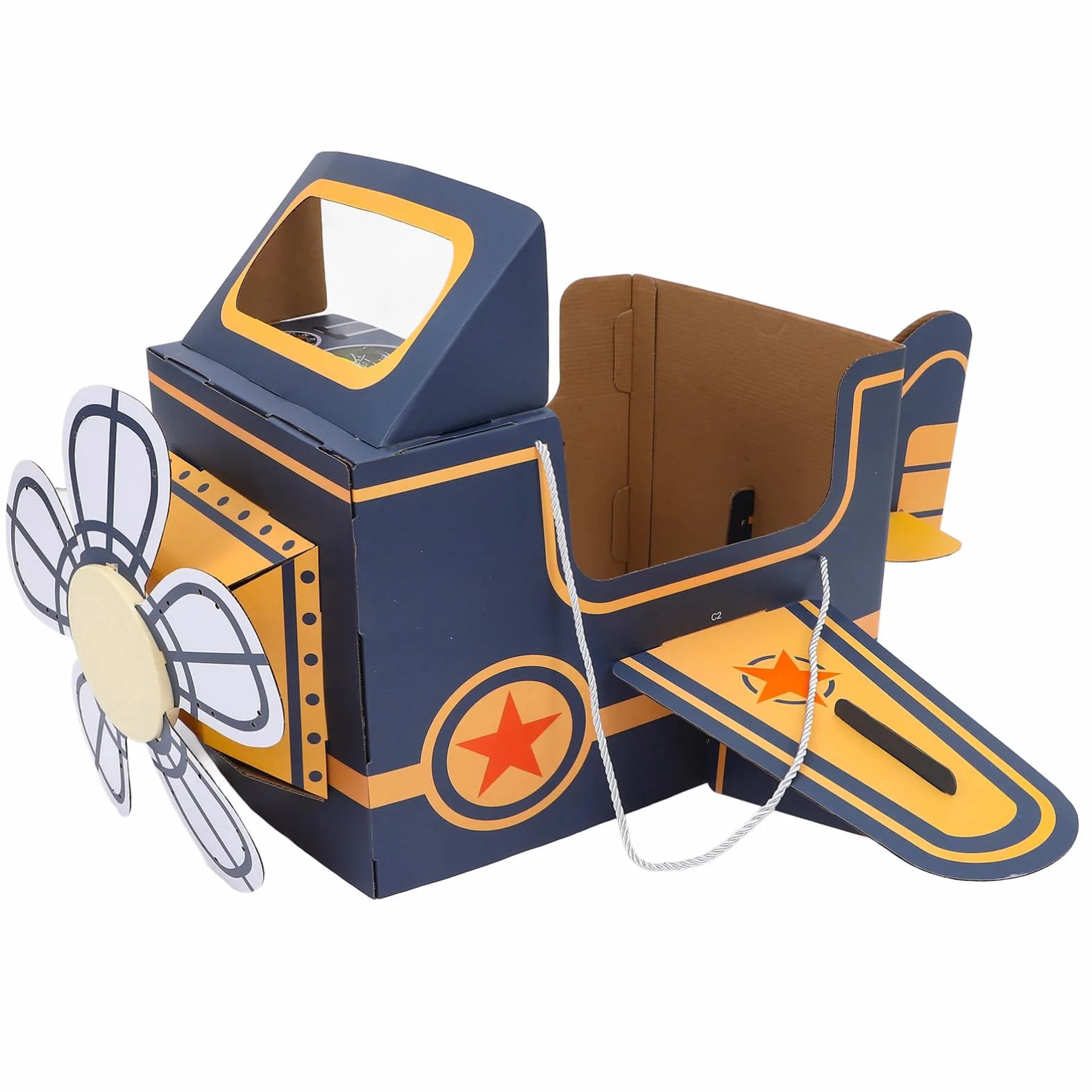 TEHAUX Avion Jouet en Carton avec Ventilateur Rotatif - Jouet Éducatif Créatif pour Enfants 30.5x36.4x18.1 Pouces