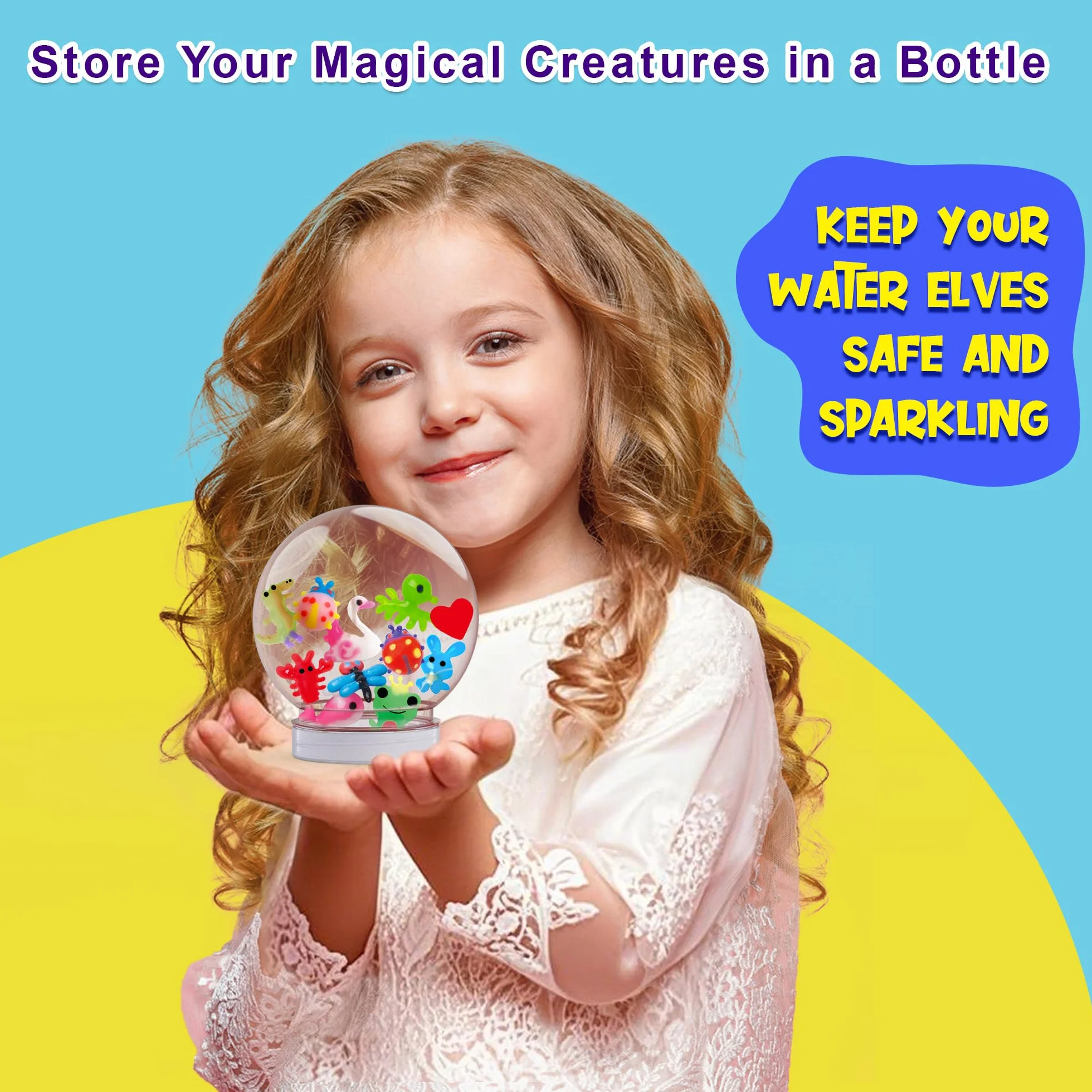 Kiditos Kit de création de jouets lutins en eau magique lumineux dans l'obscurité changement de couleur 12 gels 10 moules pot avec couvercle
