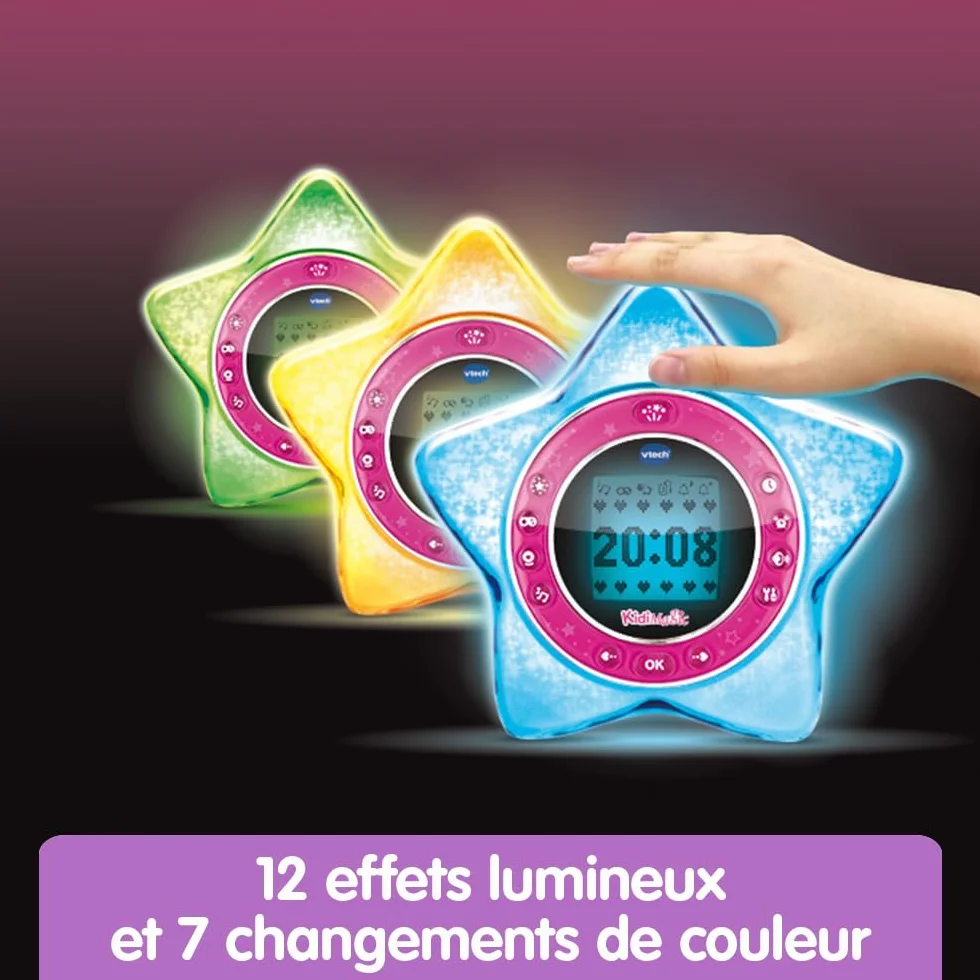 VTech KidiMagic Starlight Violet Radio Réveil Enfant 9 en 1 Étoile Effets Lumineux Projection Heure Plafond Enceinte Jeux Cadeau 6-12 Ans Français