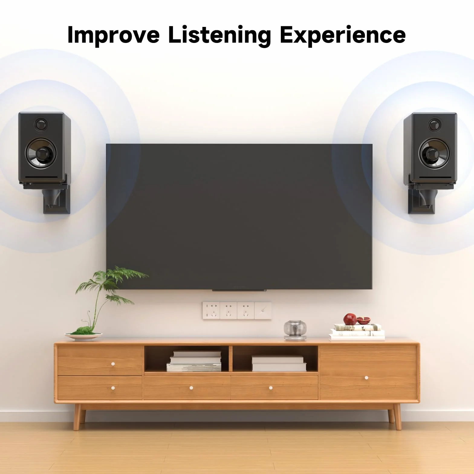 Suptek Support de Montage Mural pour Haut-Parleur Double Serrage jusqu'à 25 kg Noir SPM201