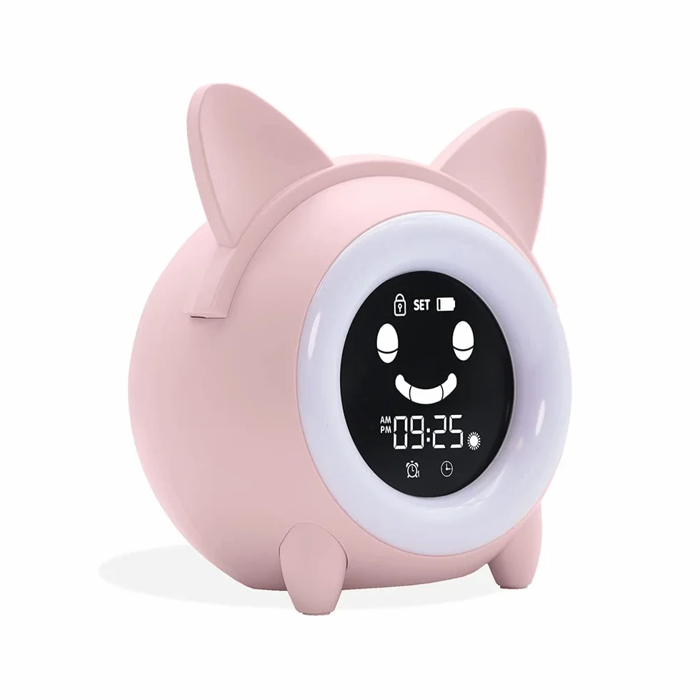 METRONIC Reveil Enfant Educatif avec Veilleuse Indicateur Jour/Nuit Horloge Digital Rose