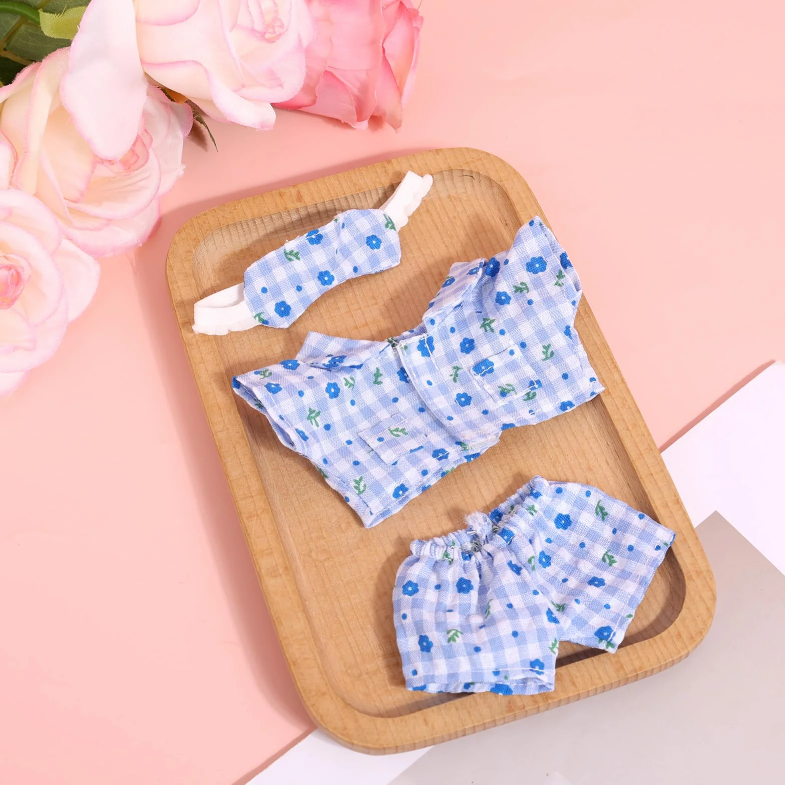Ensemble Pyjama Bleu 3pcs pour Poupée 17cm Accessoires Vêtements Peluche