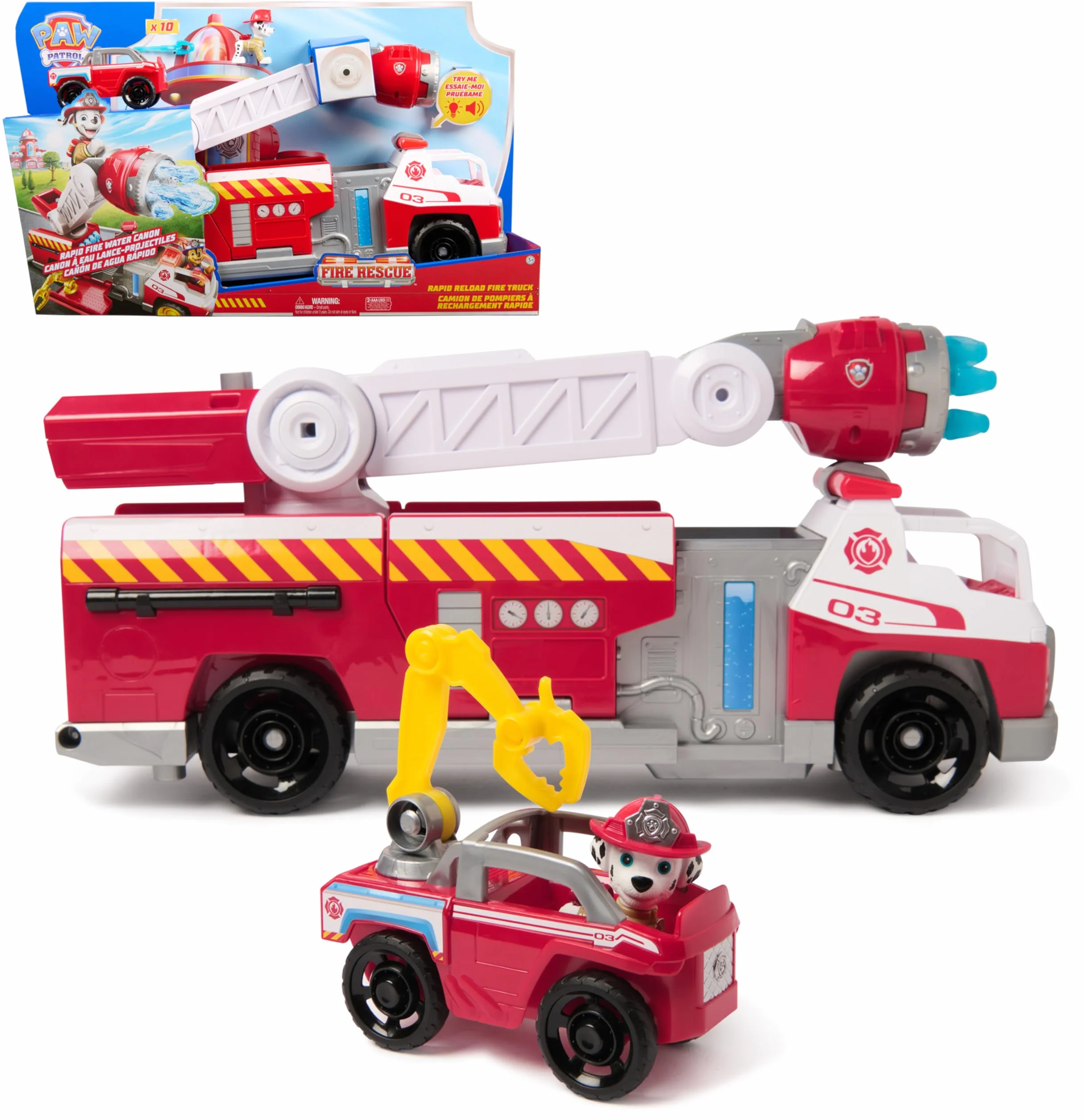 Paw Patrol Pat Patrouille Camion De Pompiers Fire Rescue Voiture Figurine Marcus Effets Sonores Lumineux Jouet Enfant 3 Ans