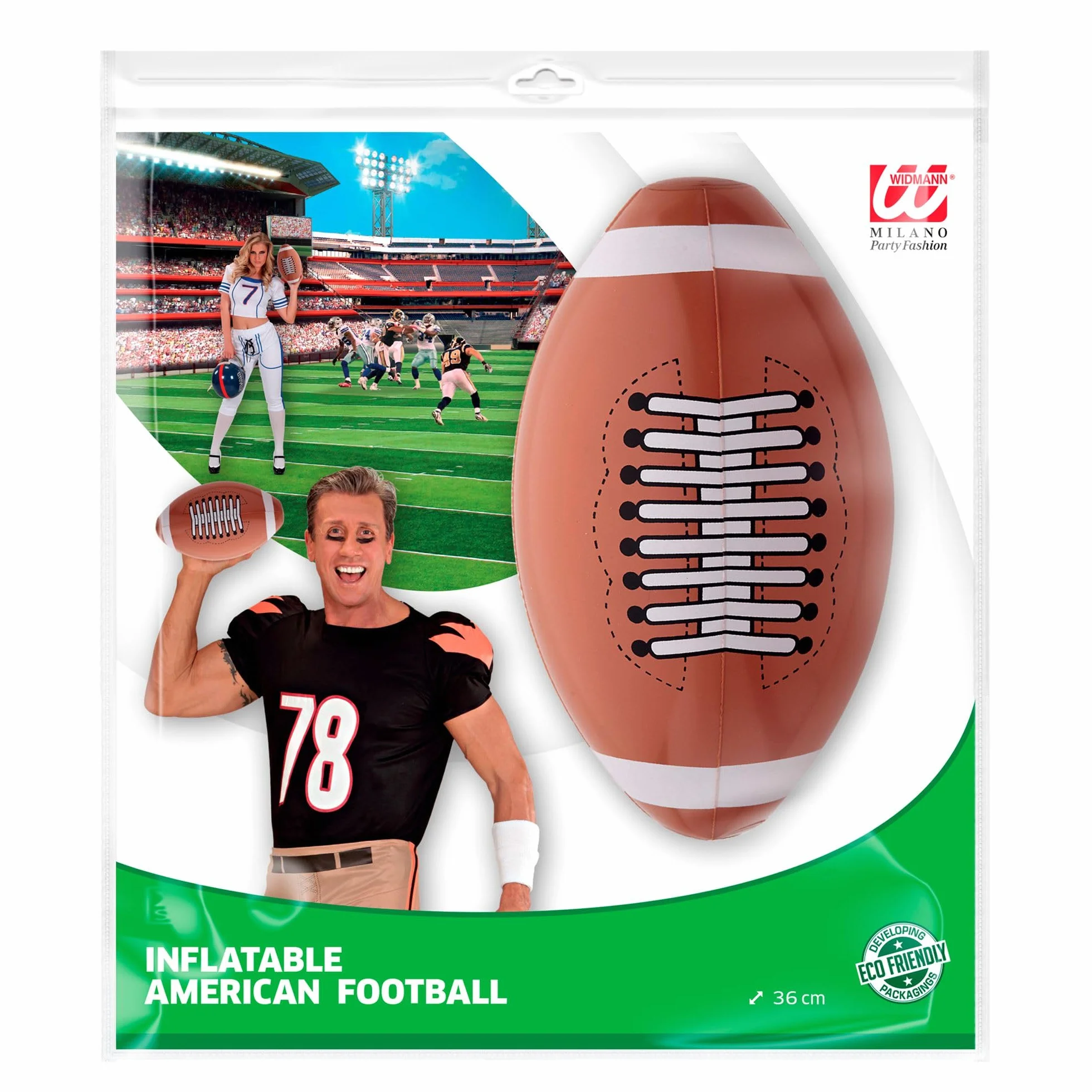 Ballon de football américain gonflable 36 cm WIDMANN MILANO Party Fashion 1856A