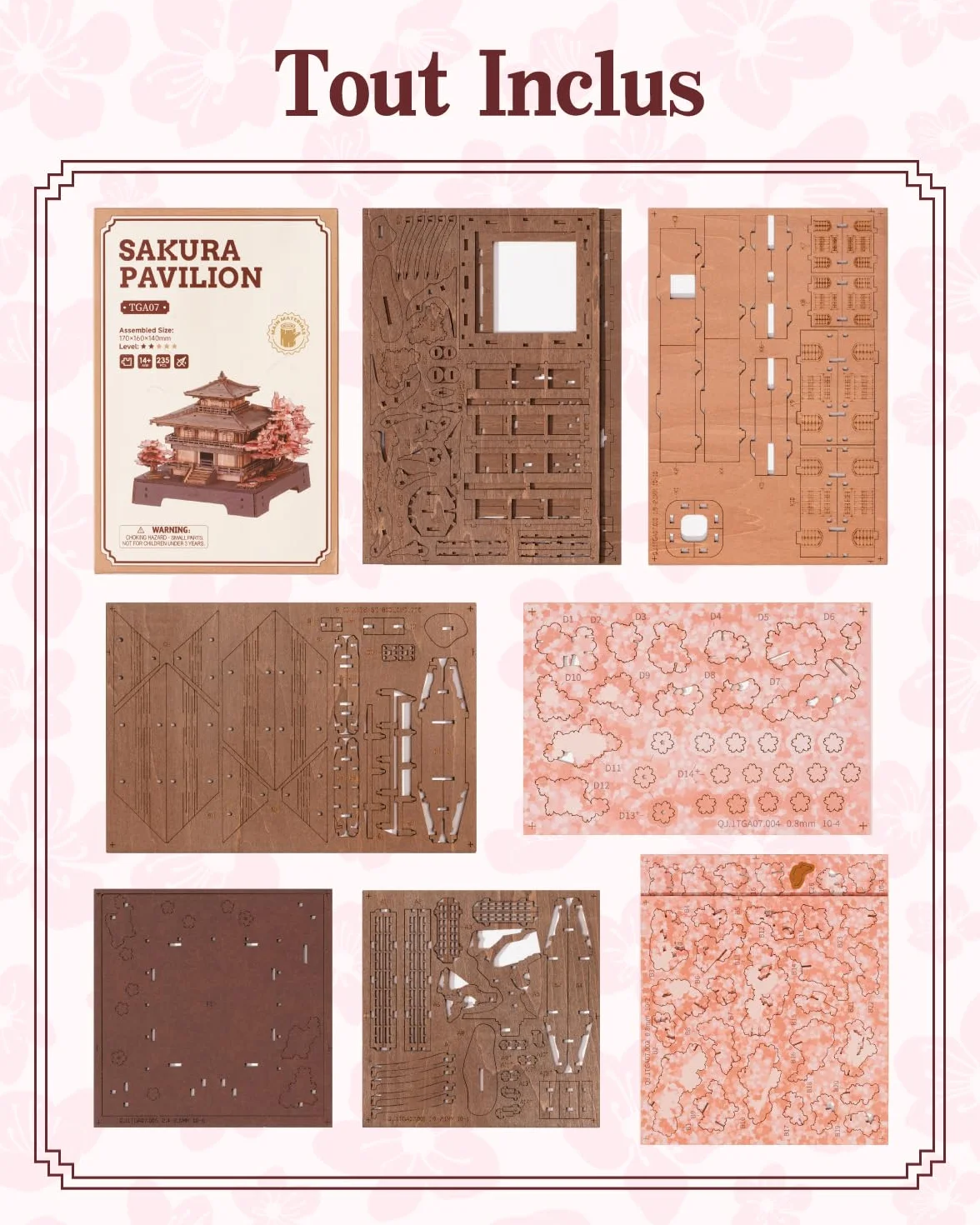 ROBOTIME Puzzles 3D Sakura, Maquettes en Bois pour Adultes et Adolescents