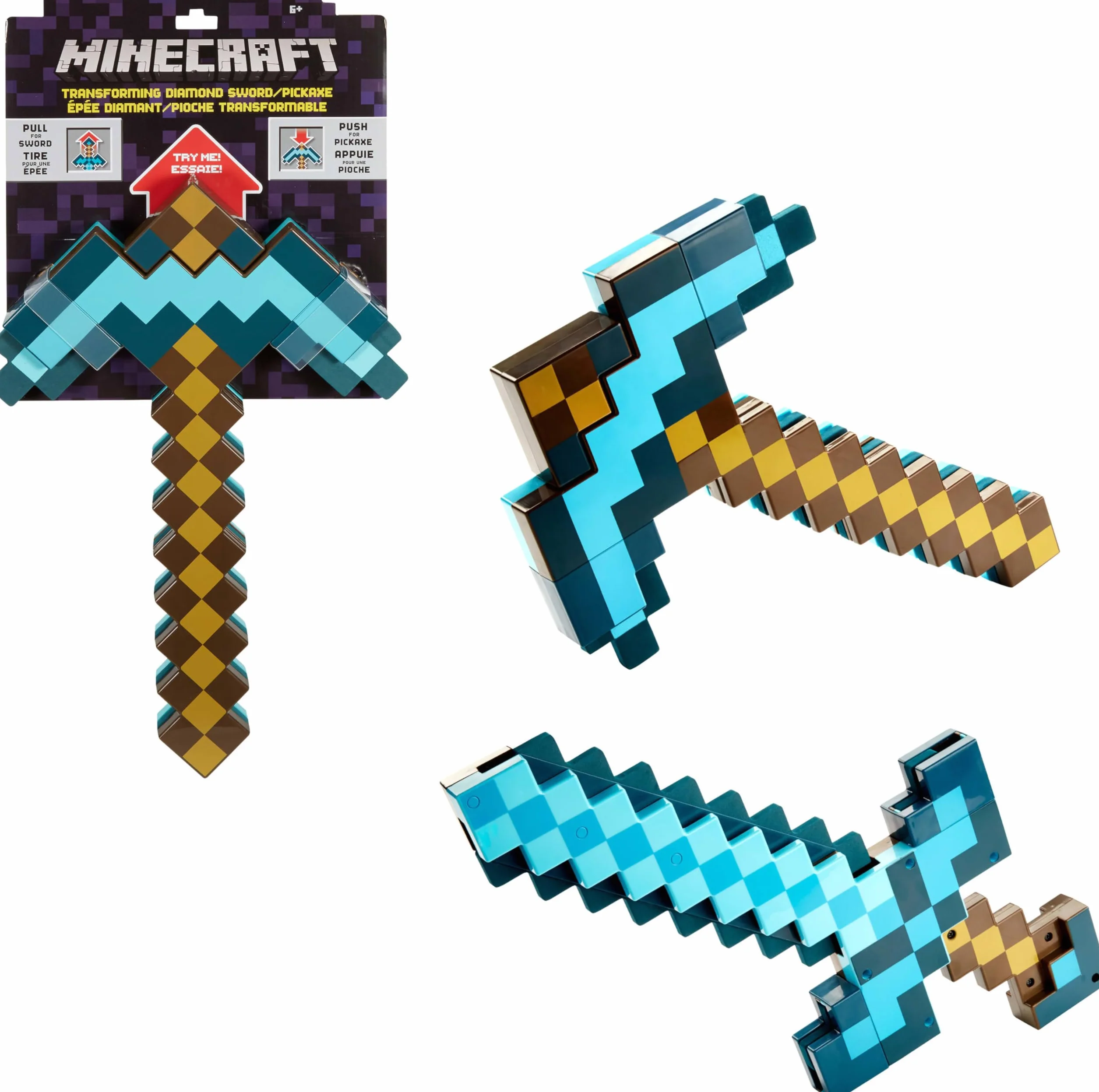 Minecraft Épée-Pioche Transformable 2-en-1 Diamant Jouet pour Enfants JGK14
