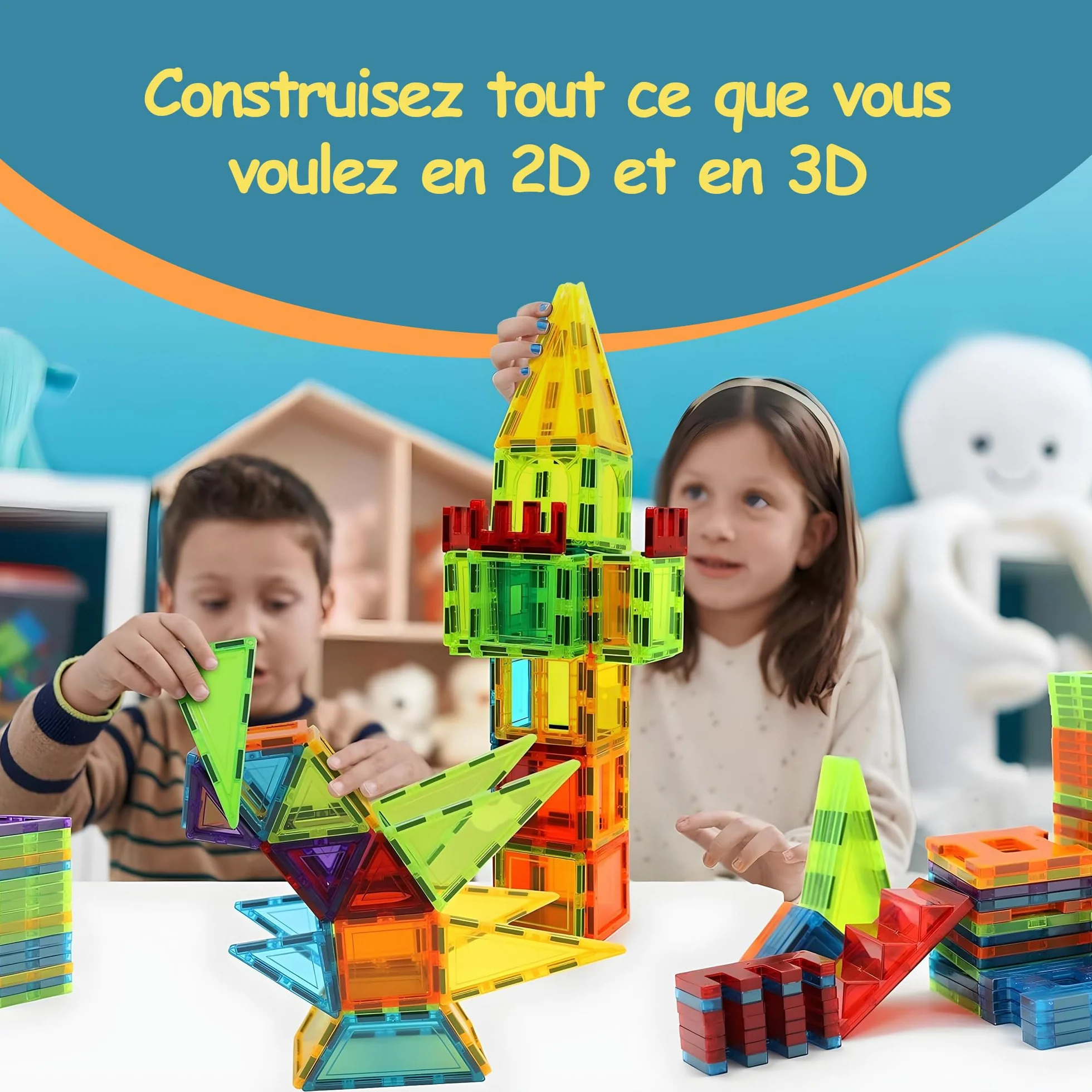 Olvy Blocs Magnétiques Montessori Jouet 120 Tuiles Enfants Construction Magnétique Dès 3 Ans Smart Playground